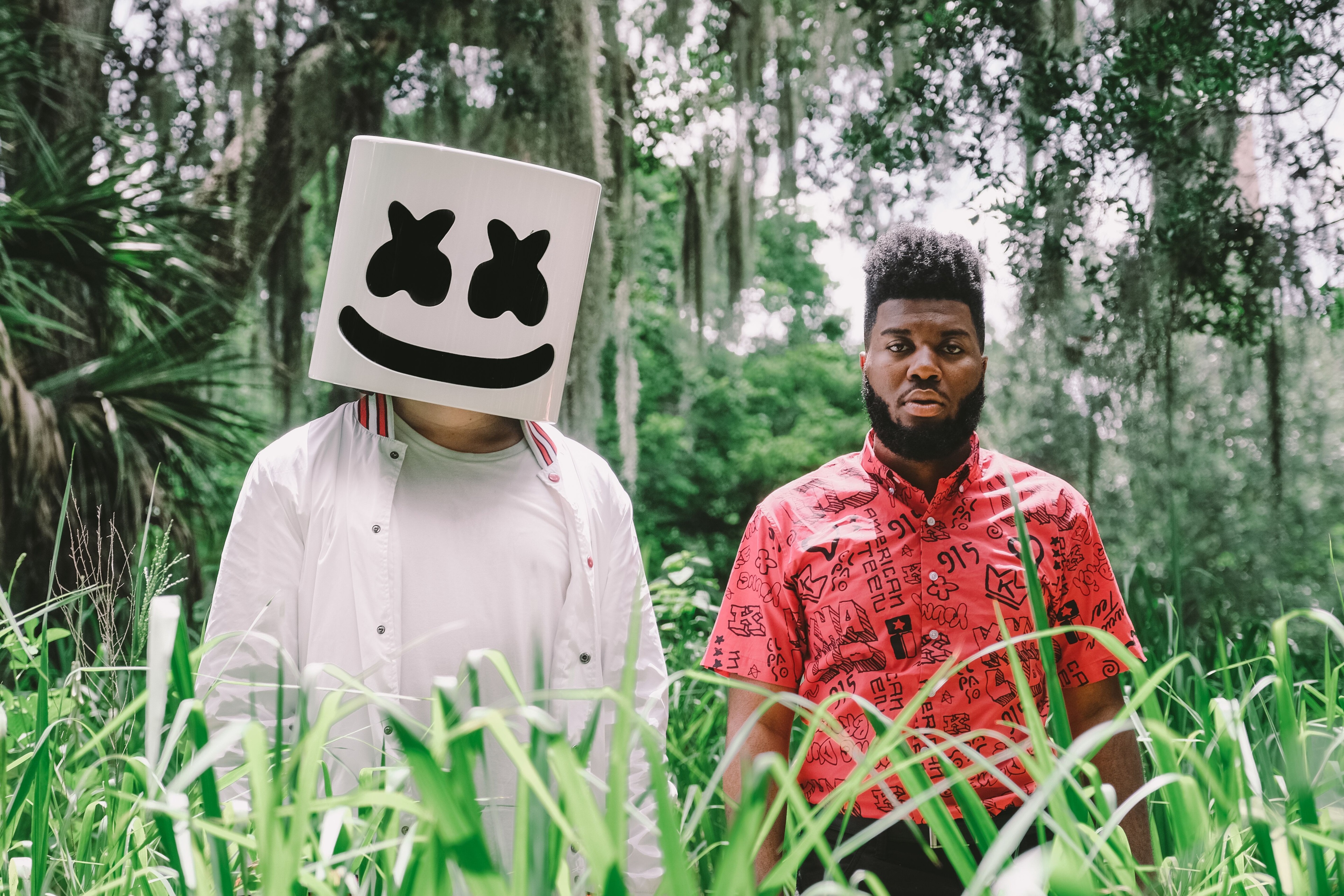Marshmello and Khalid in a forest HD Wallpaper