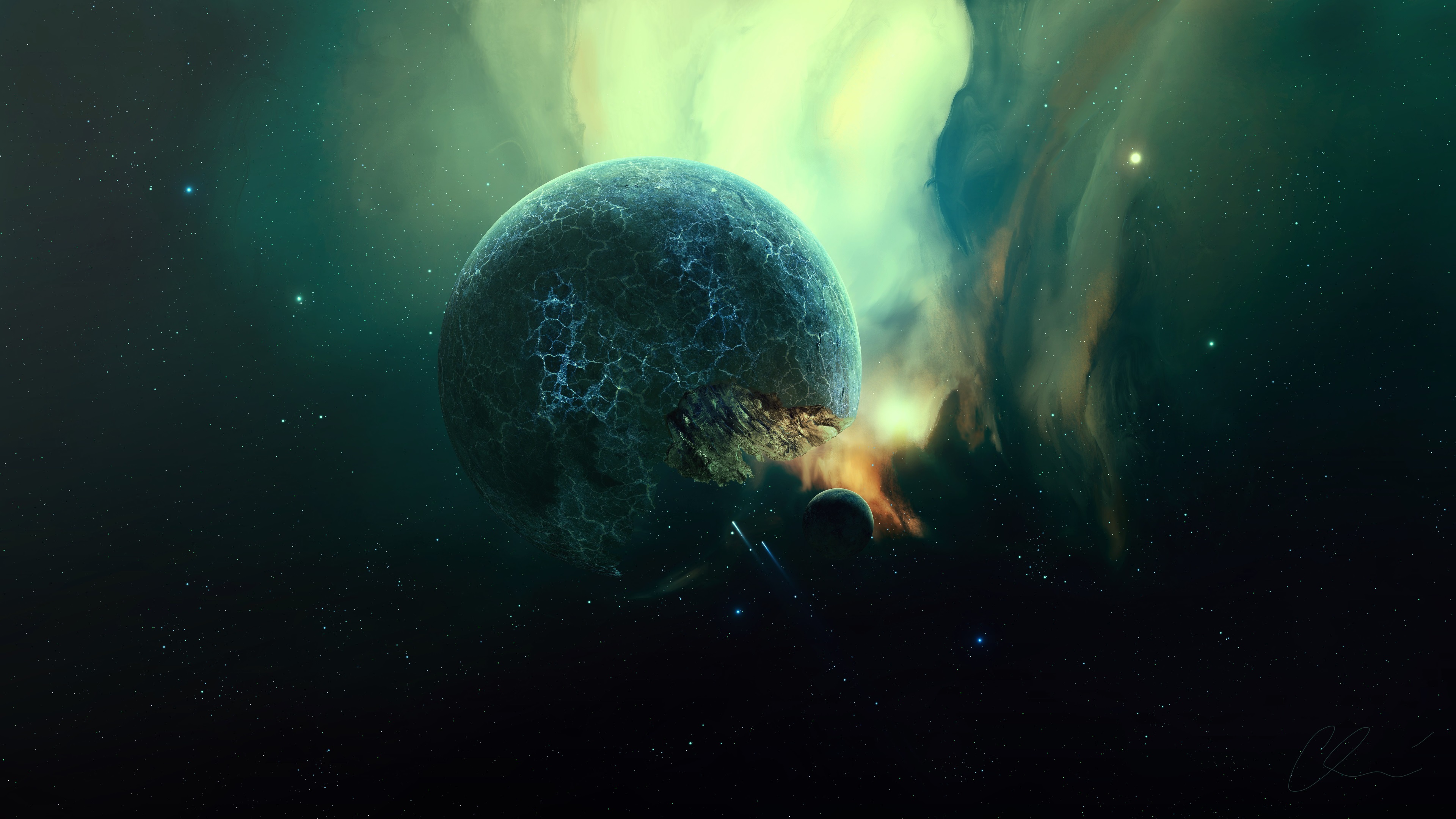 Planets in a Nebula 4K HD Wallpaper