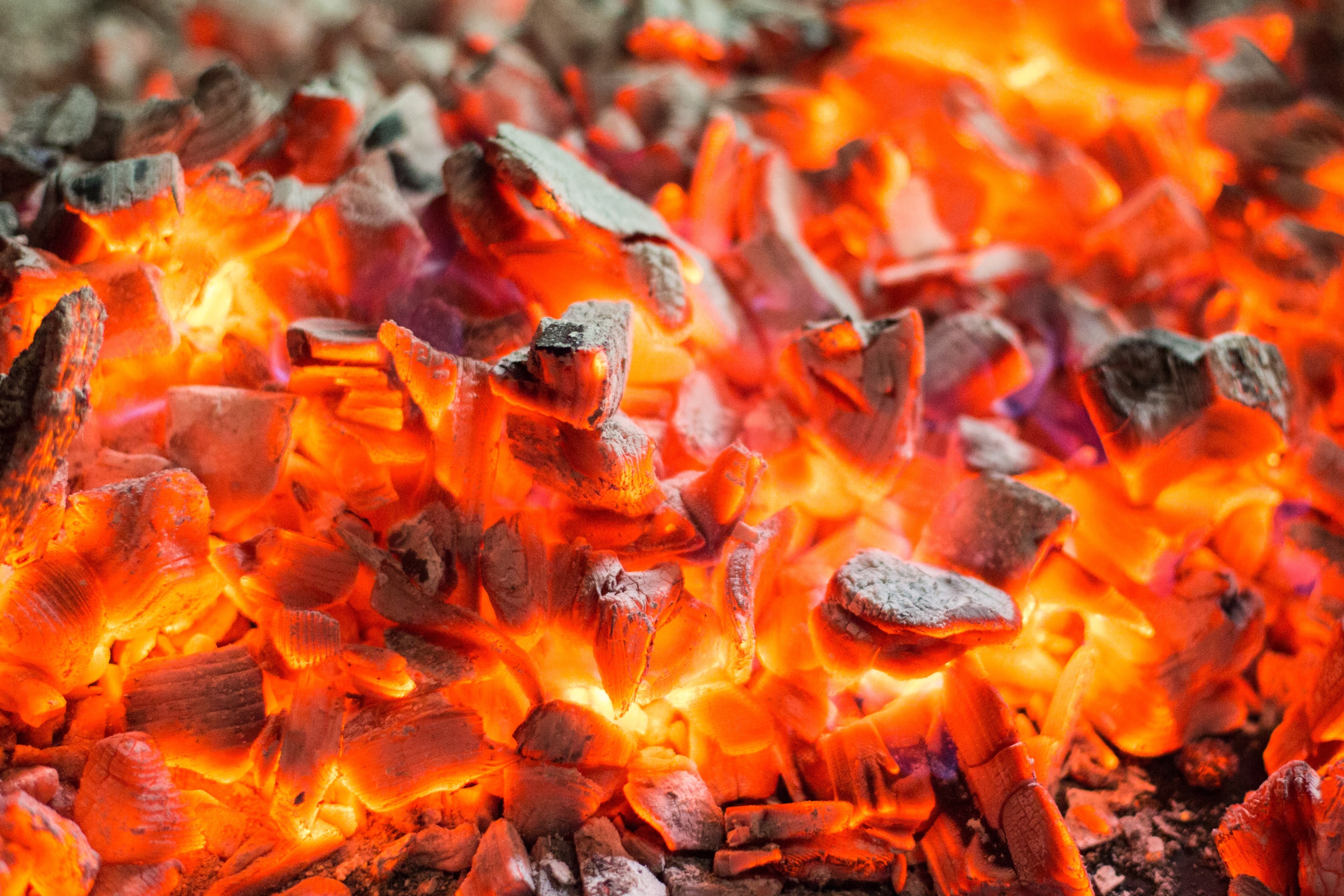 Glowing Hot Burning Fire Coals 4K HD Wallpaper