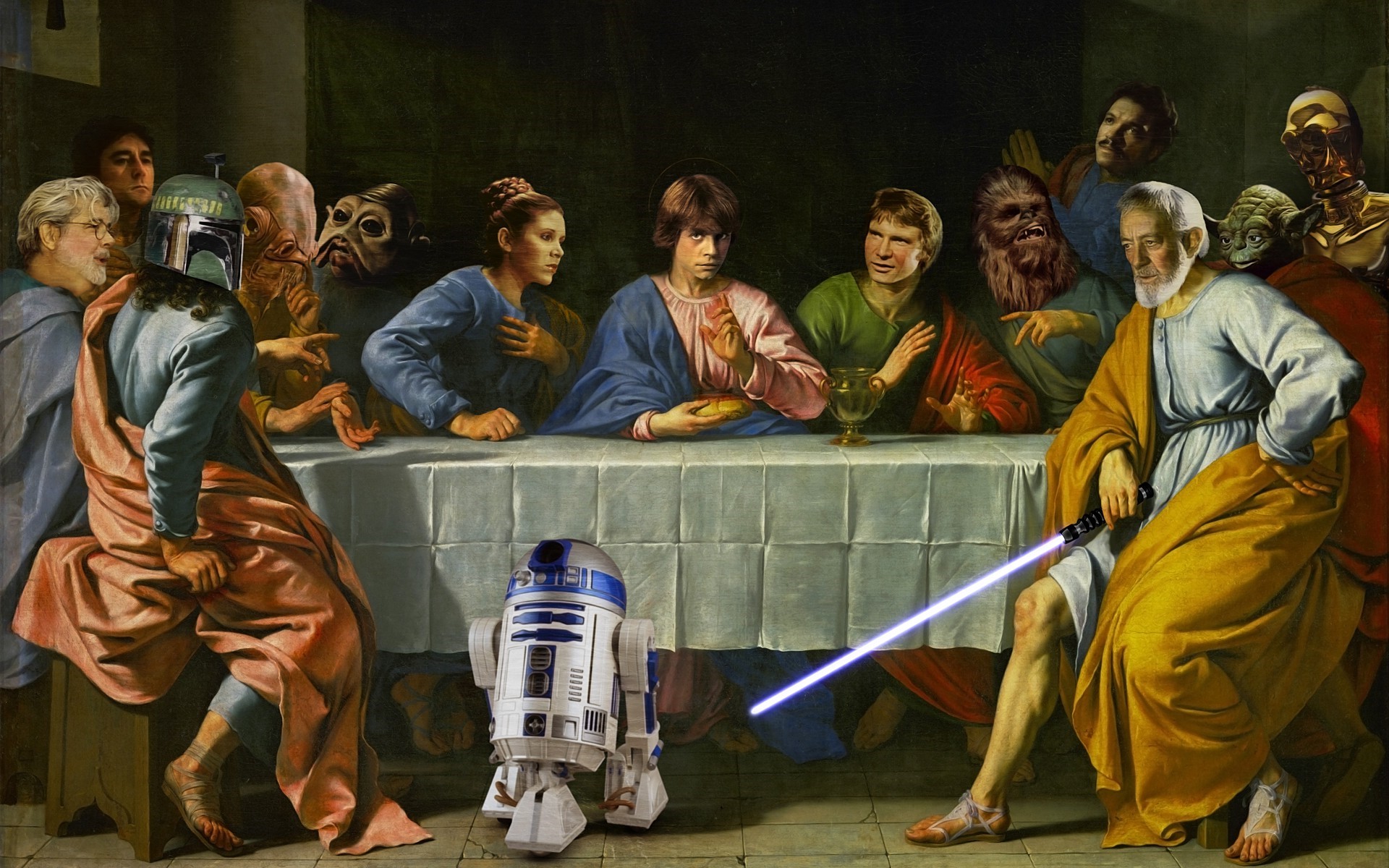 Star Wars characters in The Last Supper painting HD Wallpaper