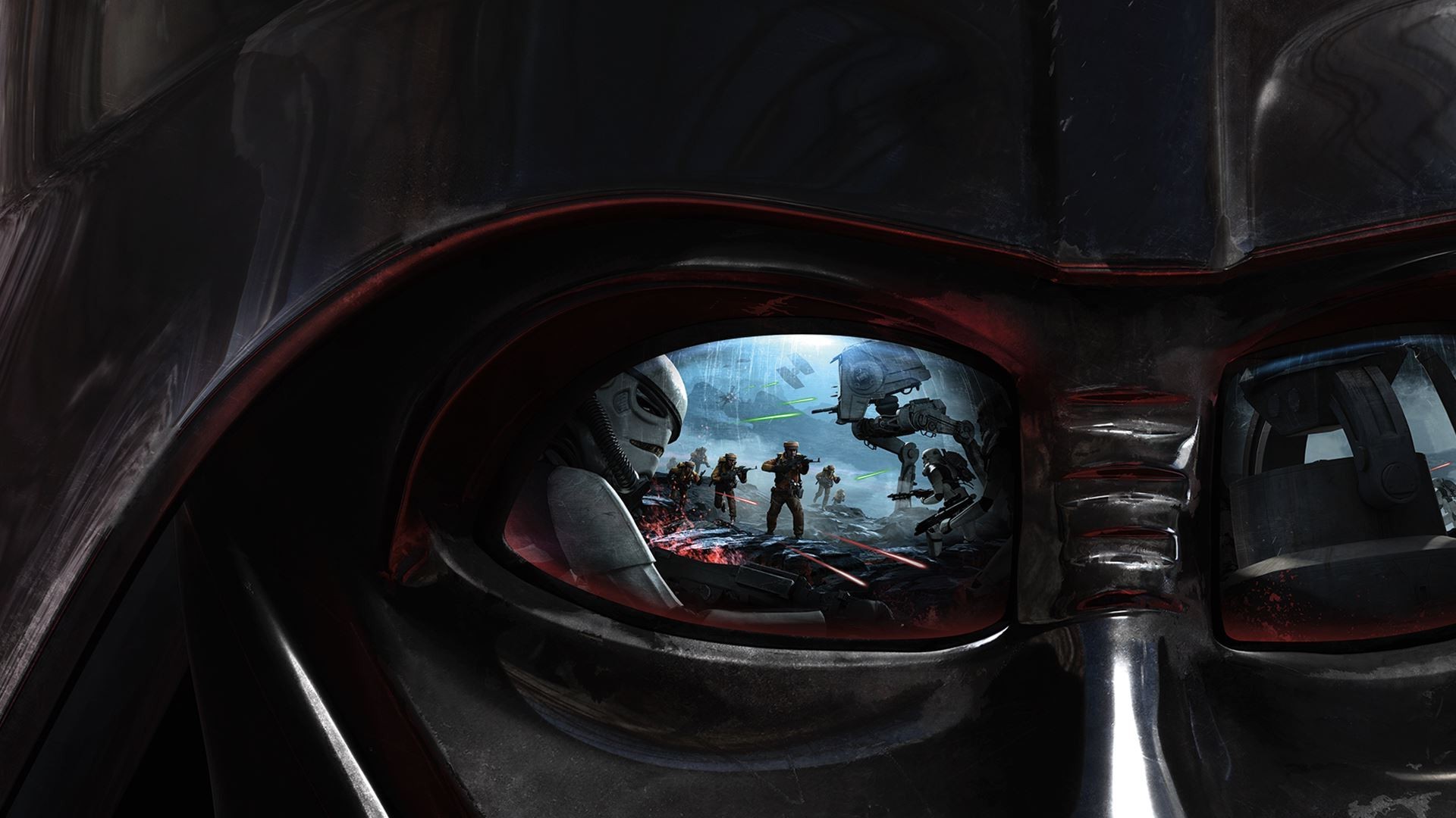 Darth Vader's Helmet Reflection of Star Wars Battlefront HD Wallpaper