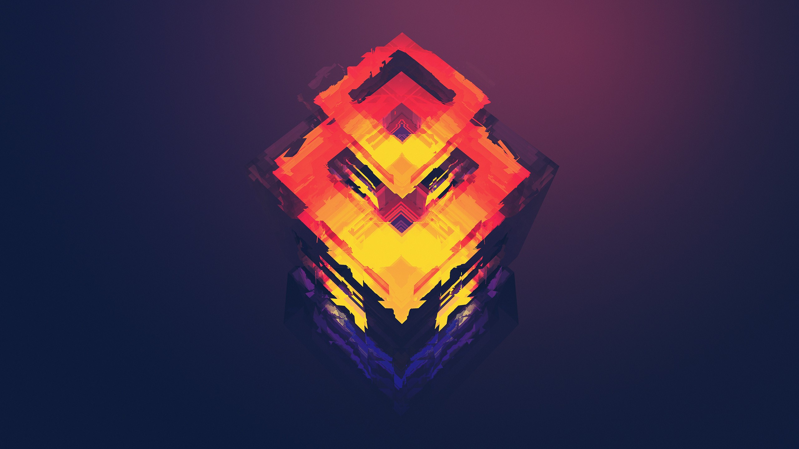 Abstract geometric shapes with glowing orange and yellow colors HD Wallpaper