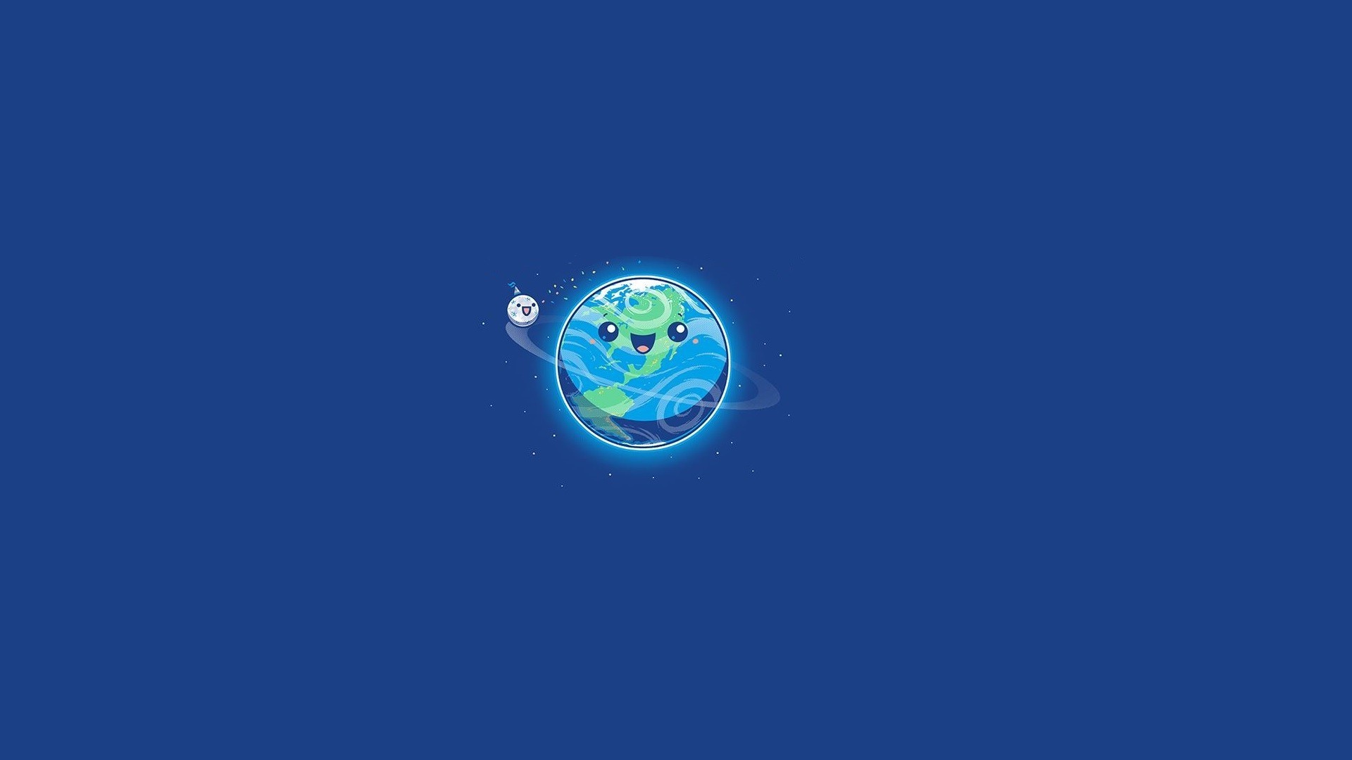 Cute Earth and Moon in Space HD Wallpaper