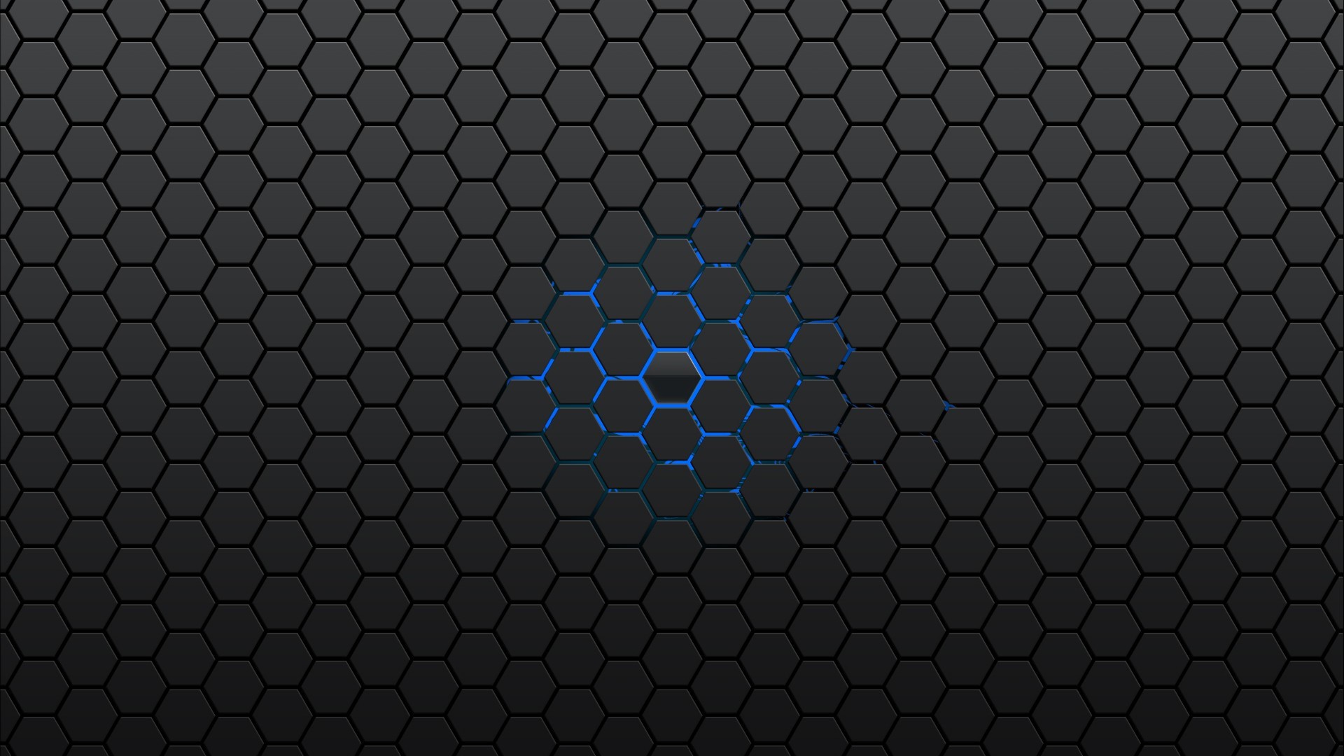 Dark Hexagonal Pattern with Blue Glow HD Wallpaper