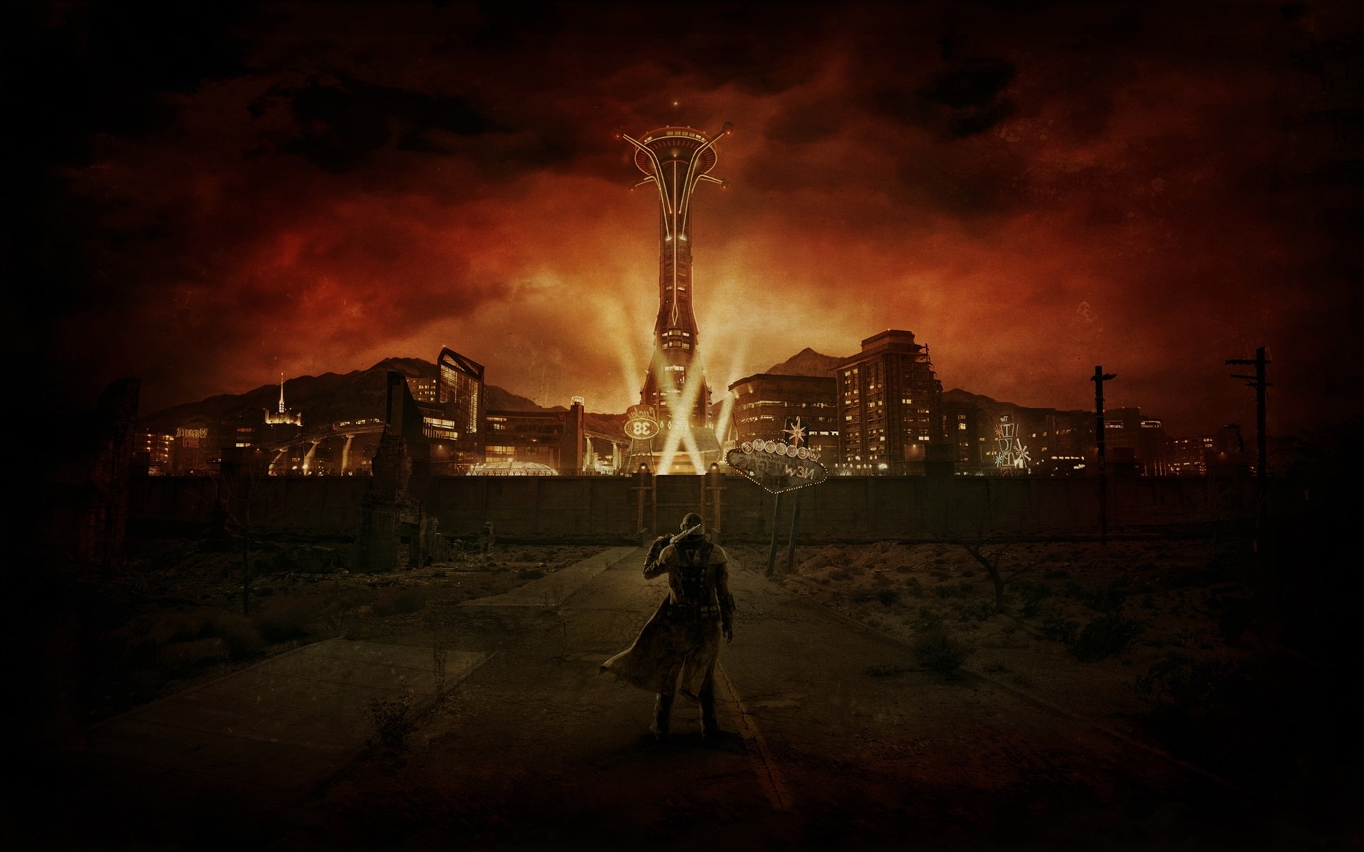 Fallout: New Vegas - The Strip at Night HD Wallpaper