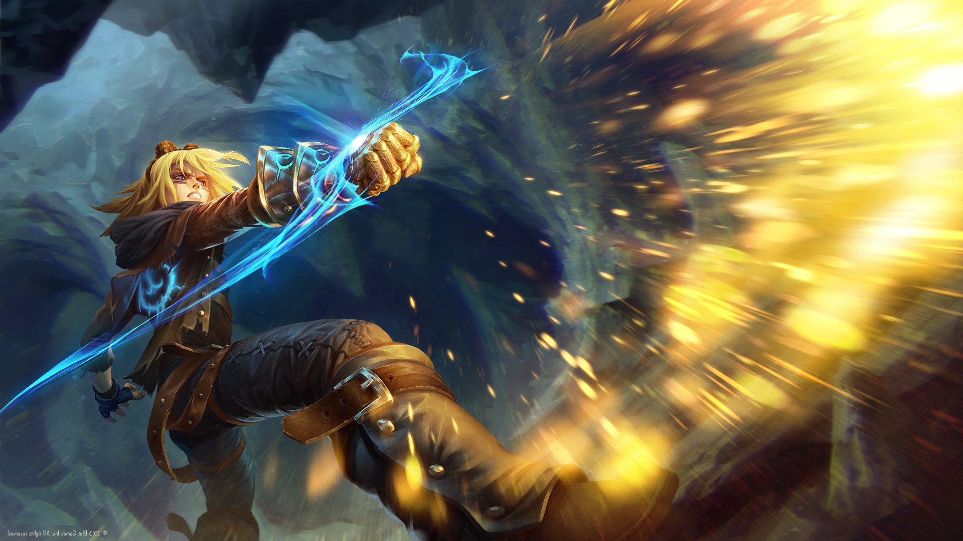 Ezreal from League of Legends casting a spell HD Wallpaper