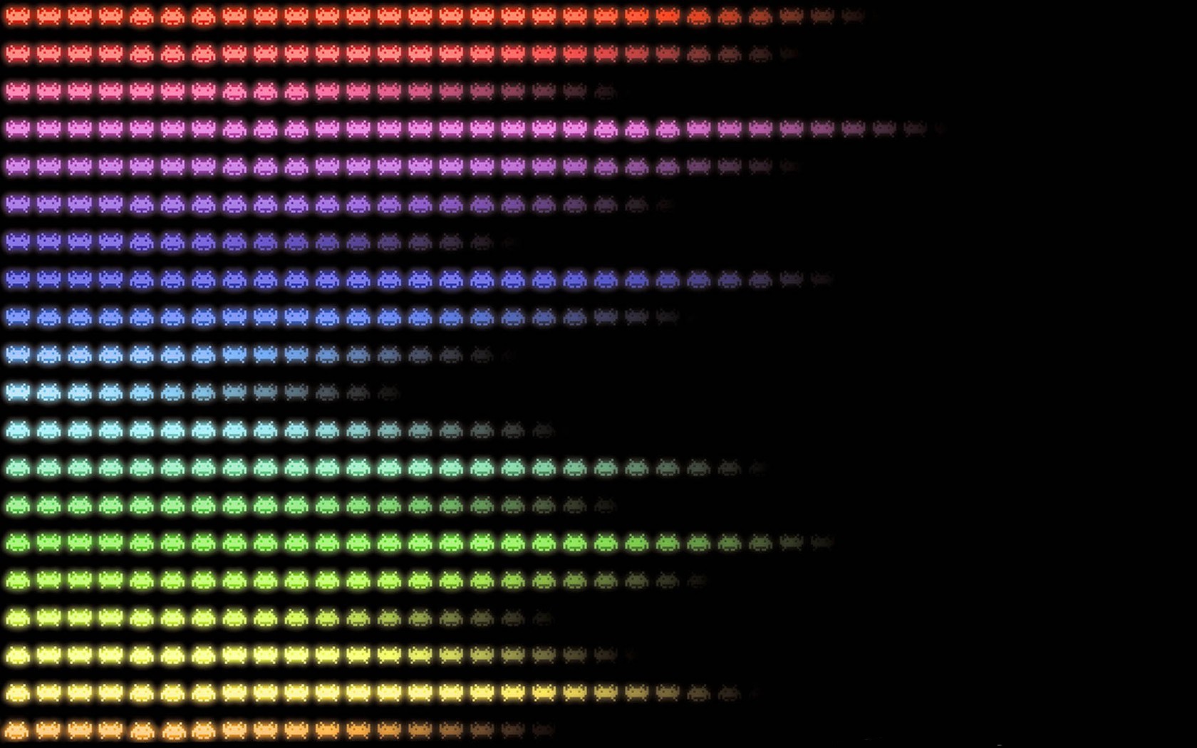Space Invaders aliens in rainbow colors HD Wallpaper