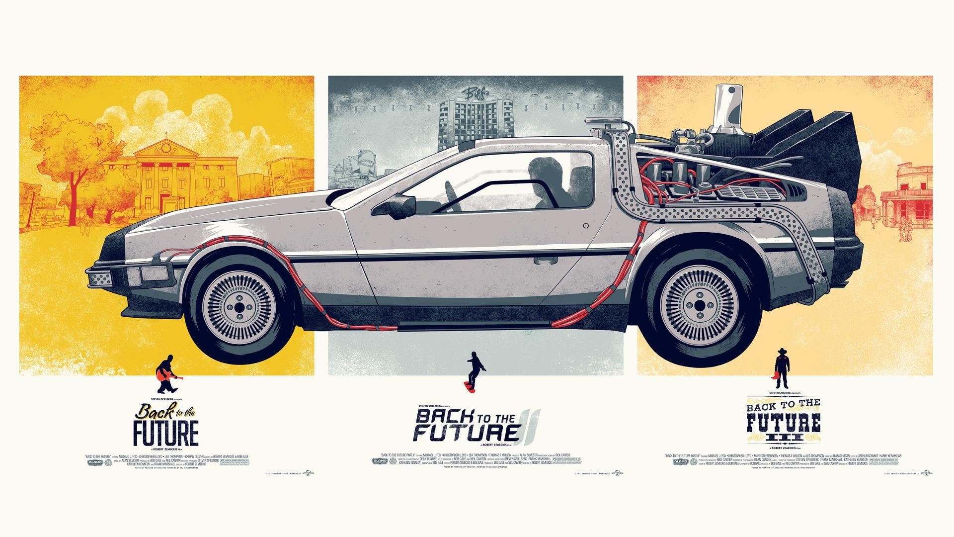 Back to the Future Trilogy DeLorean Poster HD Wallpaper