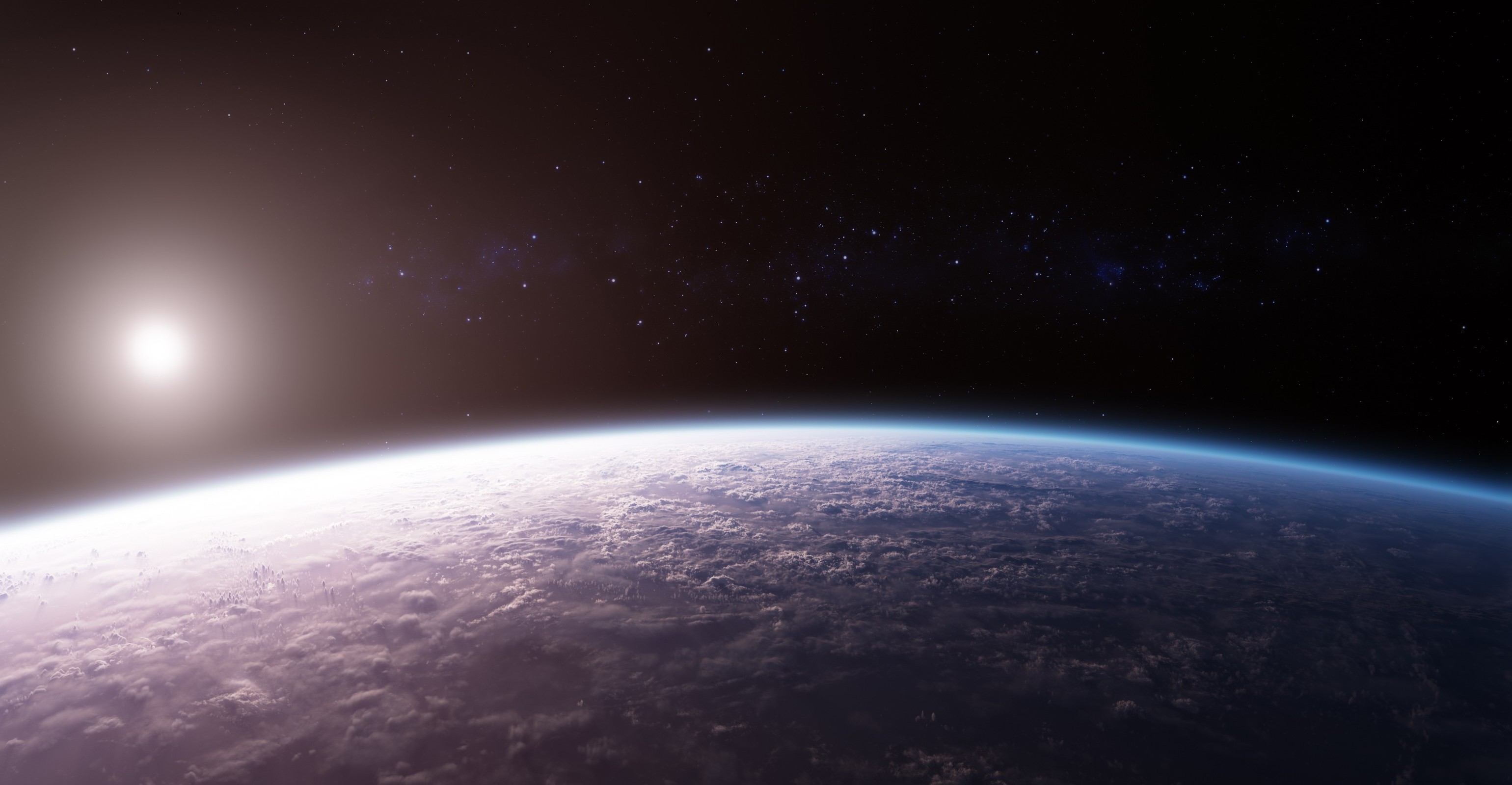 Earth from space with sun and stars HD Wallpaper