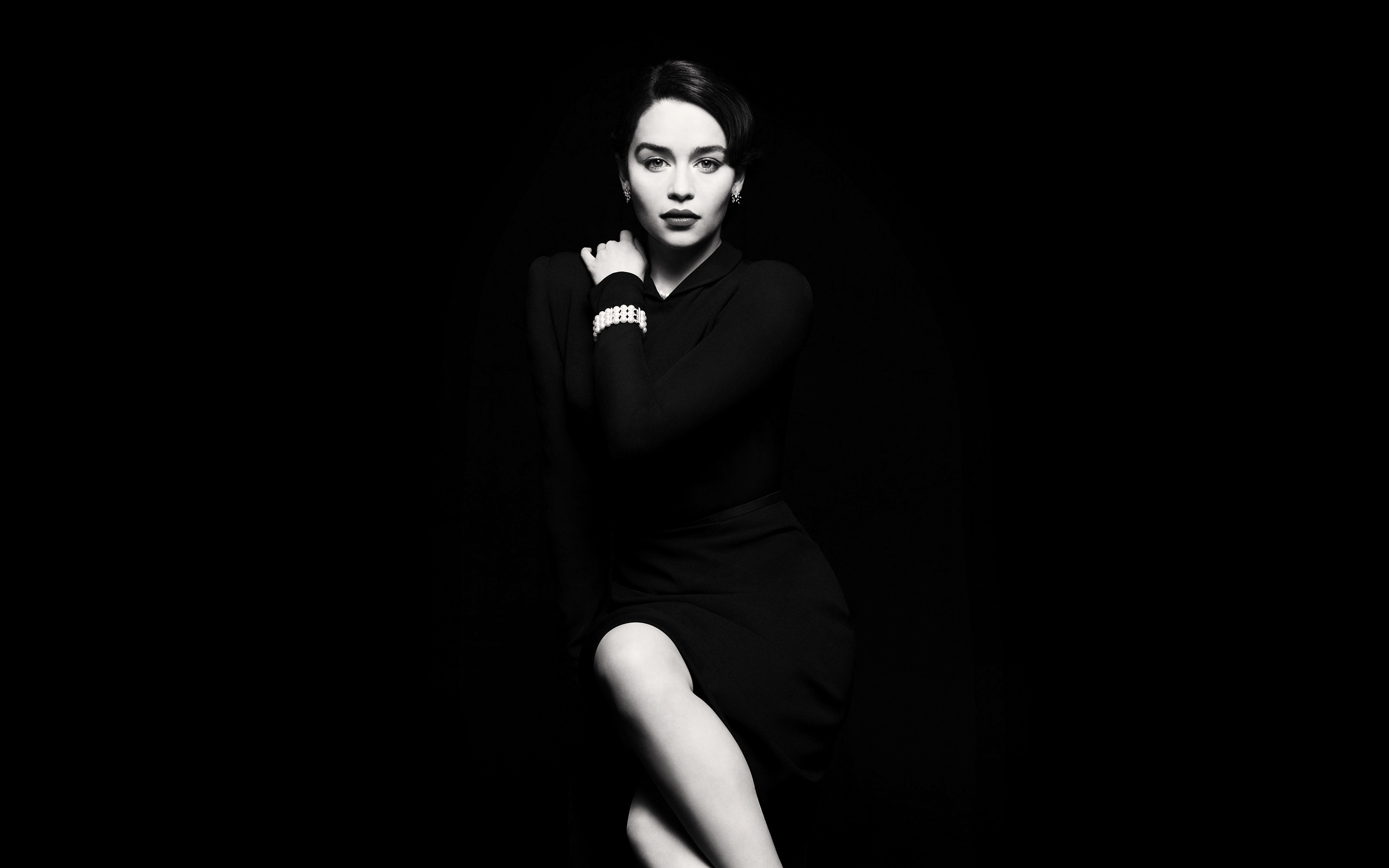 Emilia Clarke in a black dress HD Wallpaper