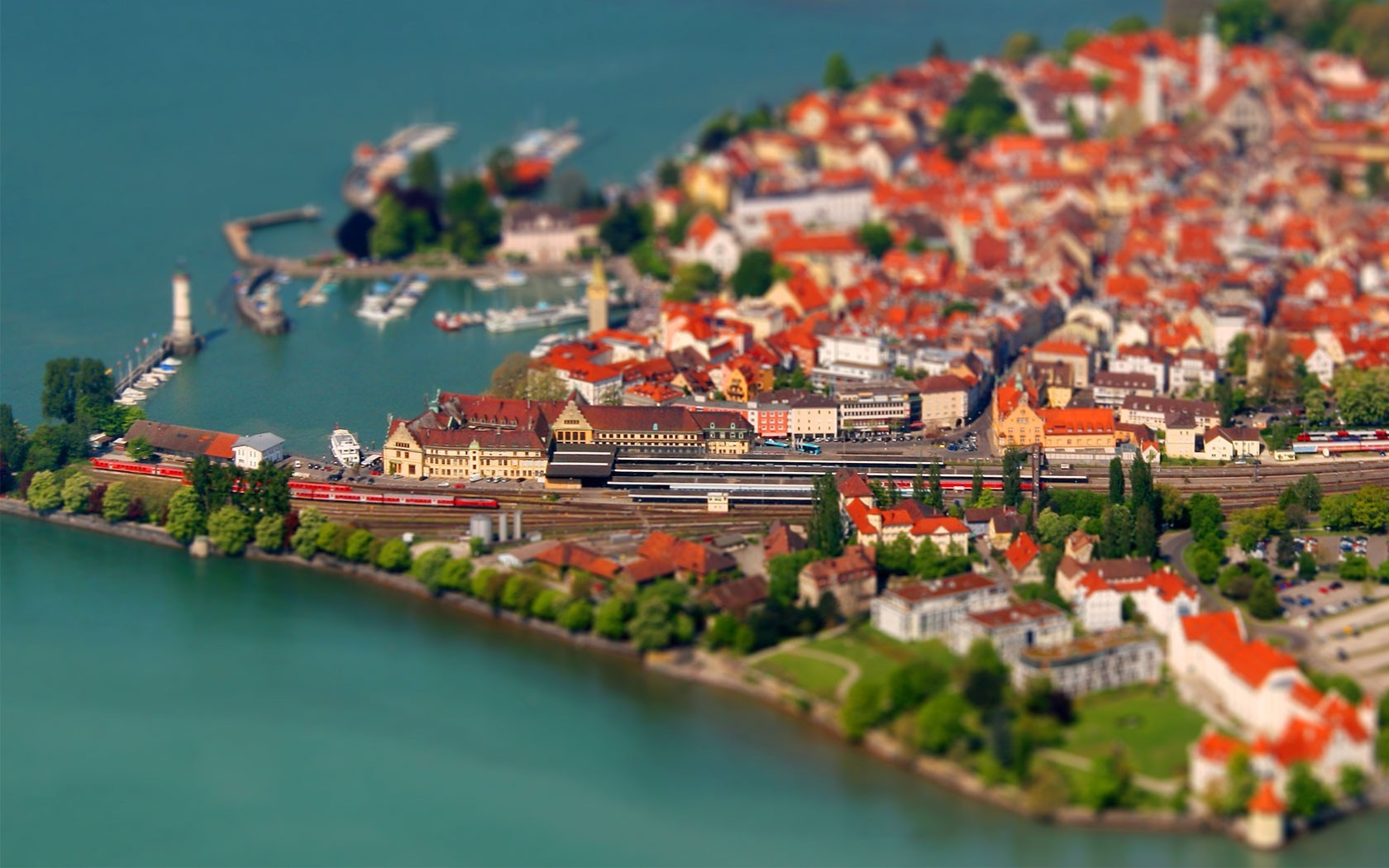 Lindau Germany Coast Cityscape Tilt Shift Lake Constance HD Wallpaper