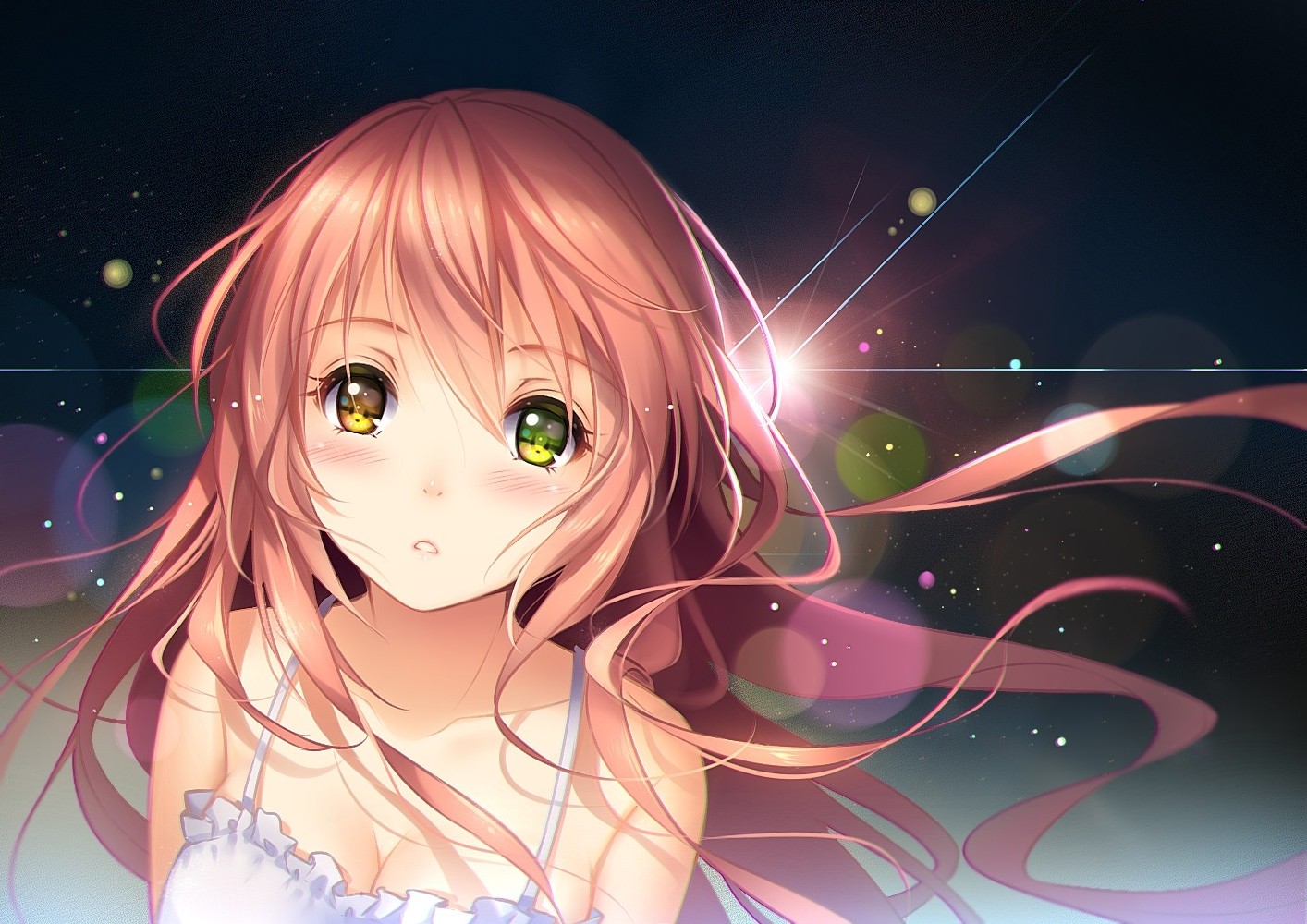 Anime girl with pink hair and heterochromia HD Wallpaper