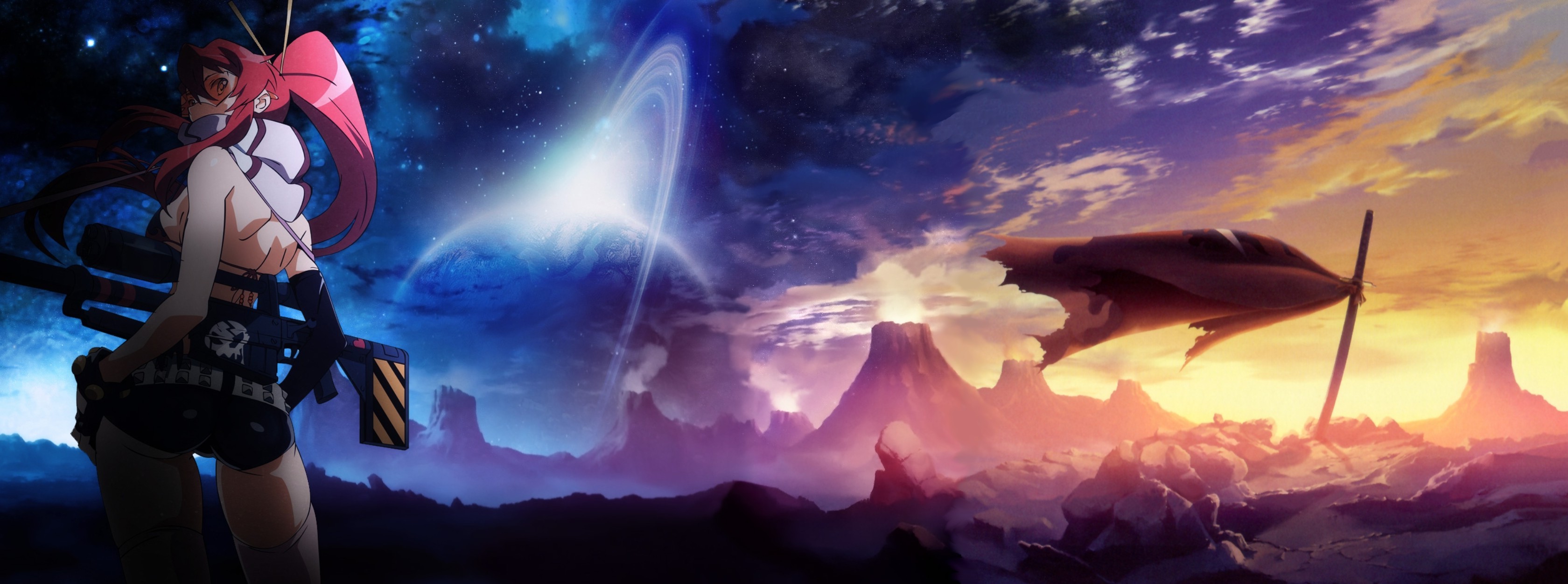Yoko Littner from Tengen Toppa Gurren Lagann in a desolate landscape HD Wallpaper
