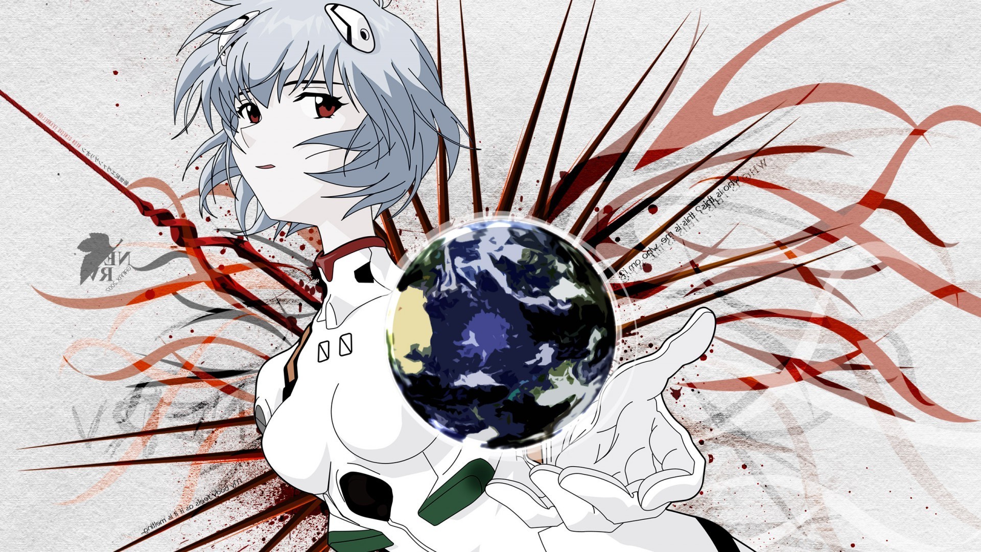 Rei Ayanami from Neon Genesis Evangelion holding Earth HD Wallpaper
