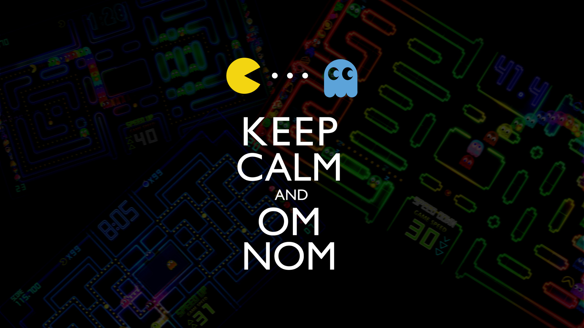 Keep Calm and Om Nom Pac-Man Ghosts HD Wallpaper