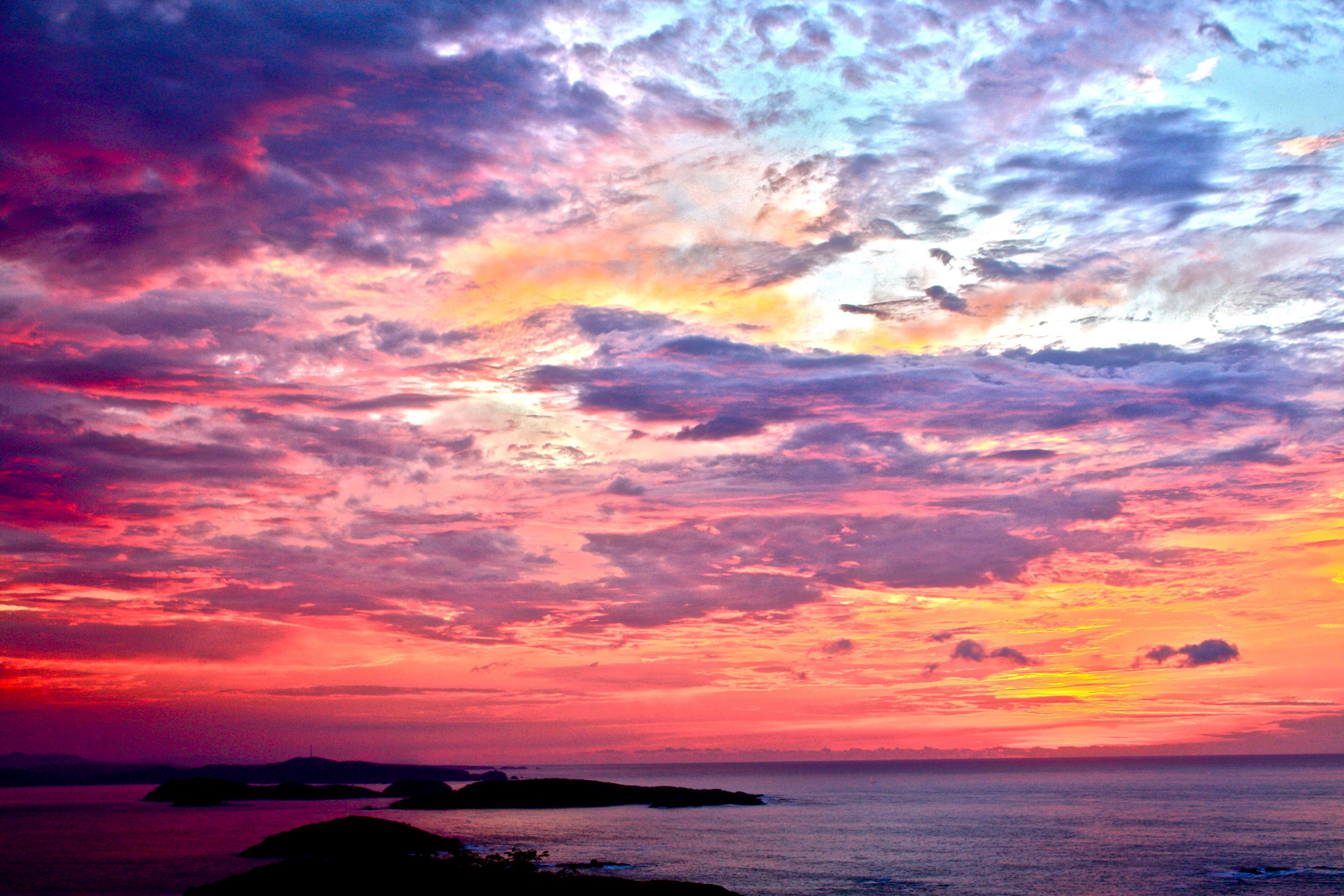 Colorful Sunset Over the Ocean with Islands HD Wallpaper