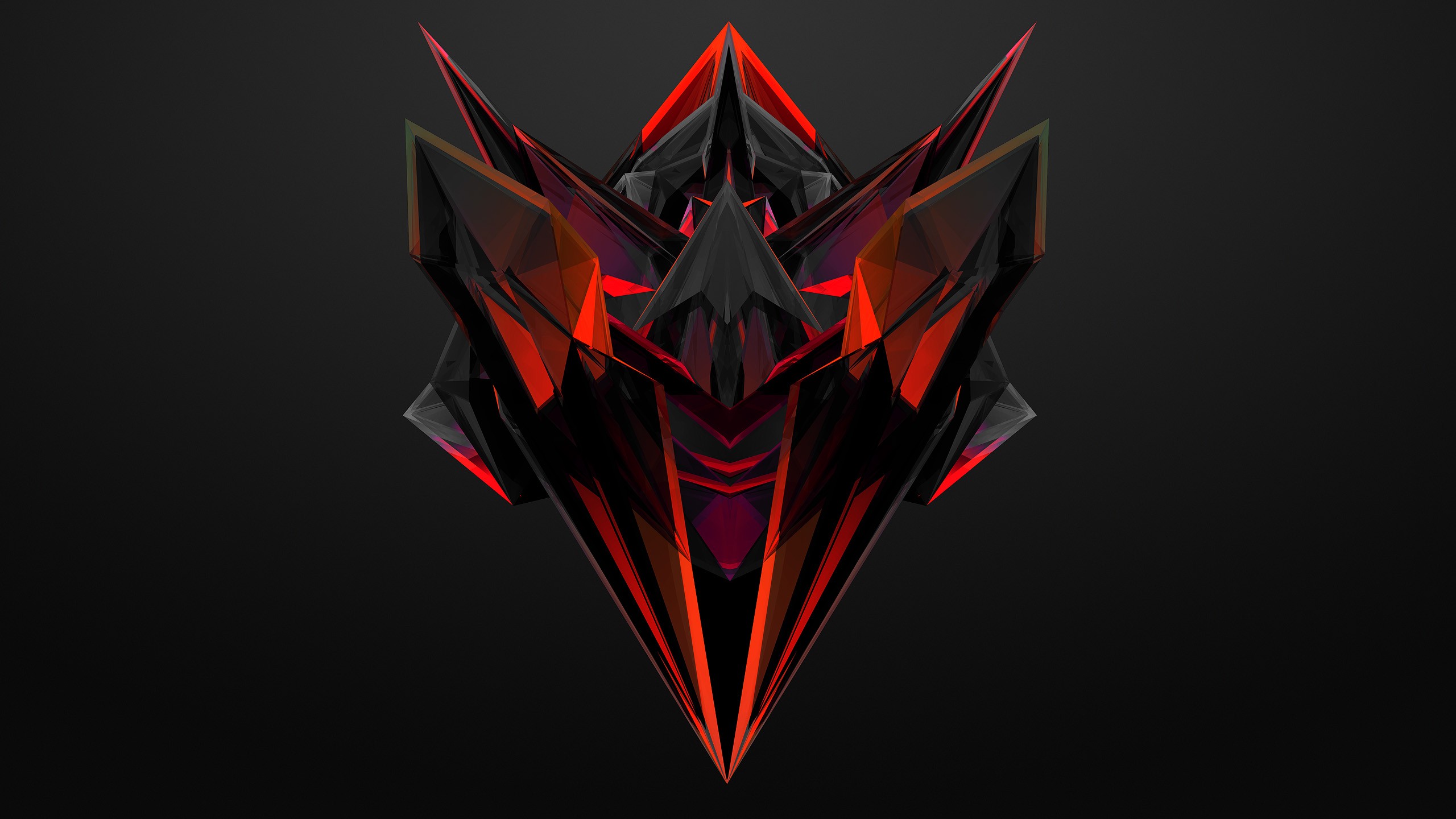 Abstract geometric crystal with red and black colors HD Wallpaper