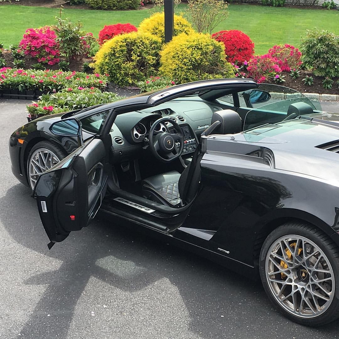 Black Lamborghini Gallardo LP560-4 Convertible with Open Door HD Wallpaper