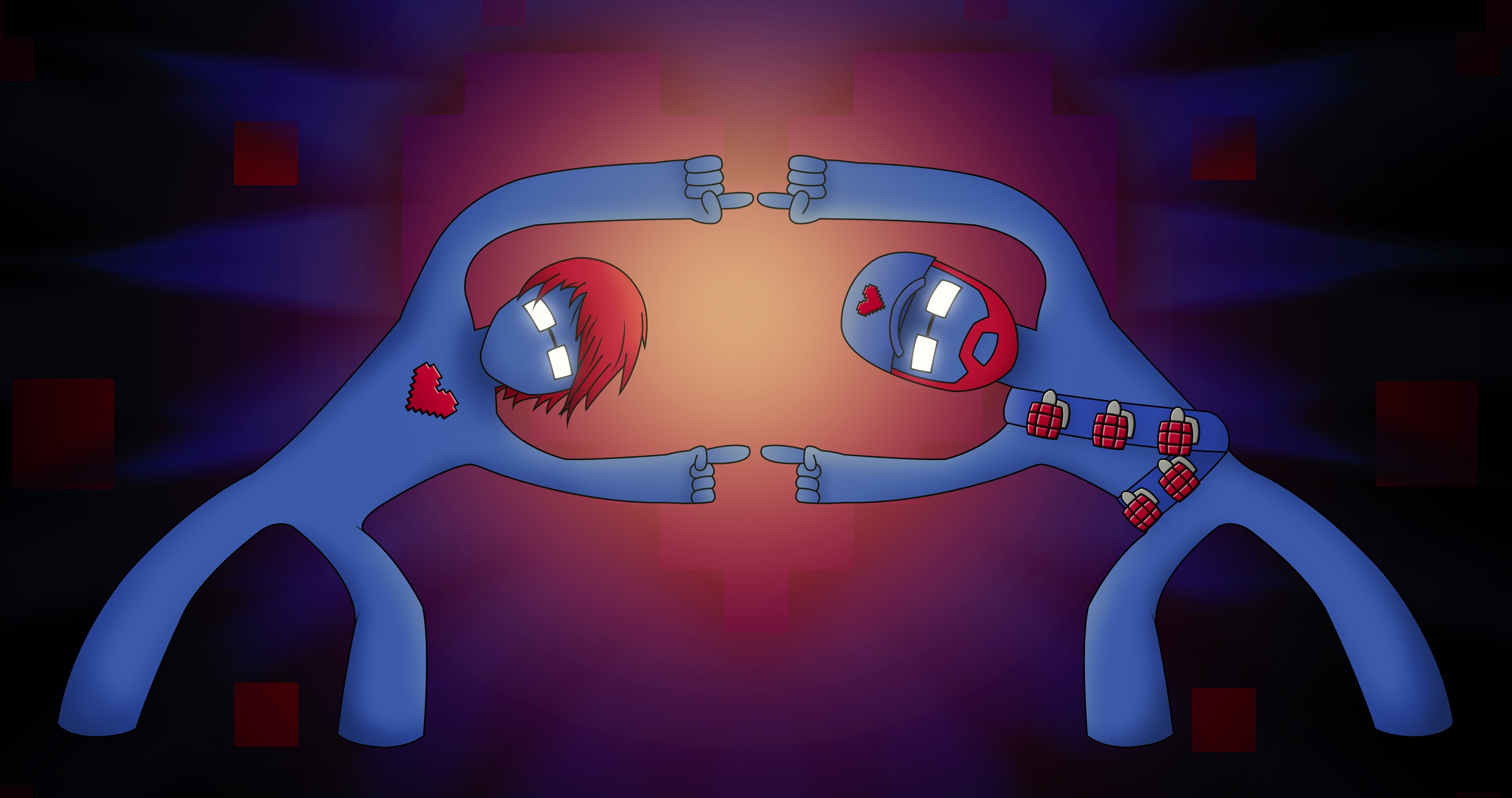 Monstercat Pegboard Nerds characters pointing fingers HD Wallpaper