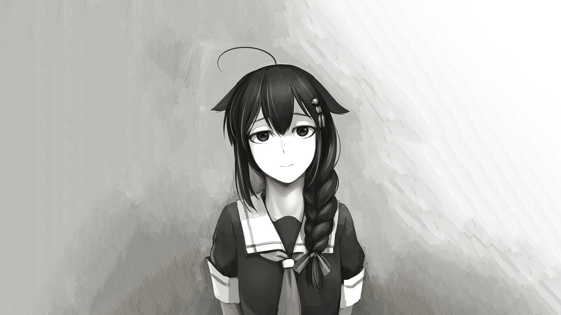Calm Anime Girl with Braided Hair HD Wallpaper