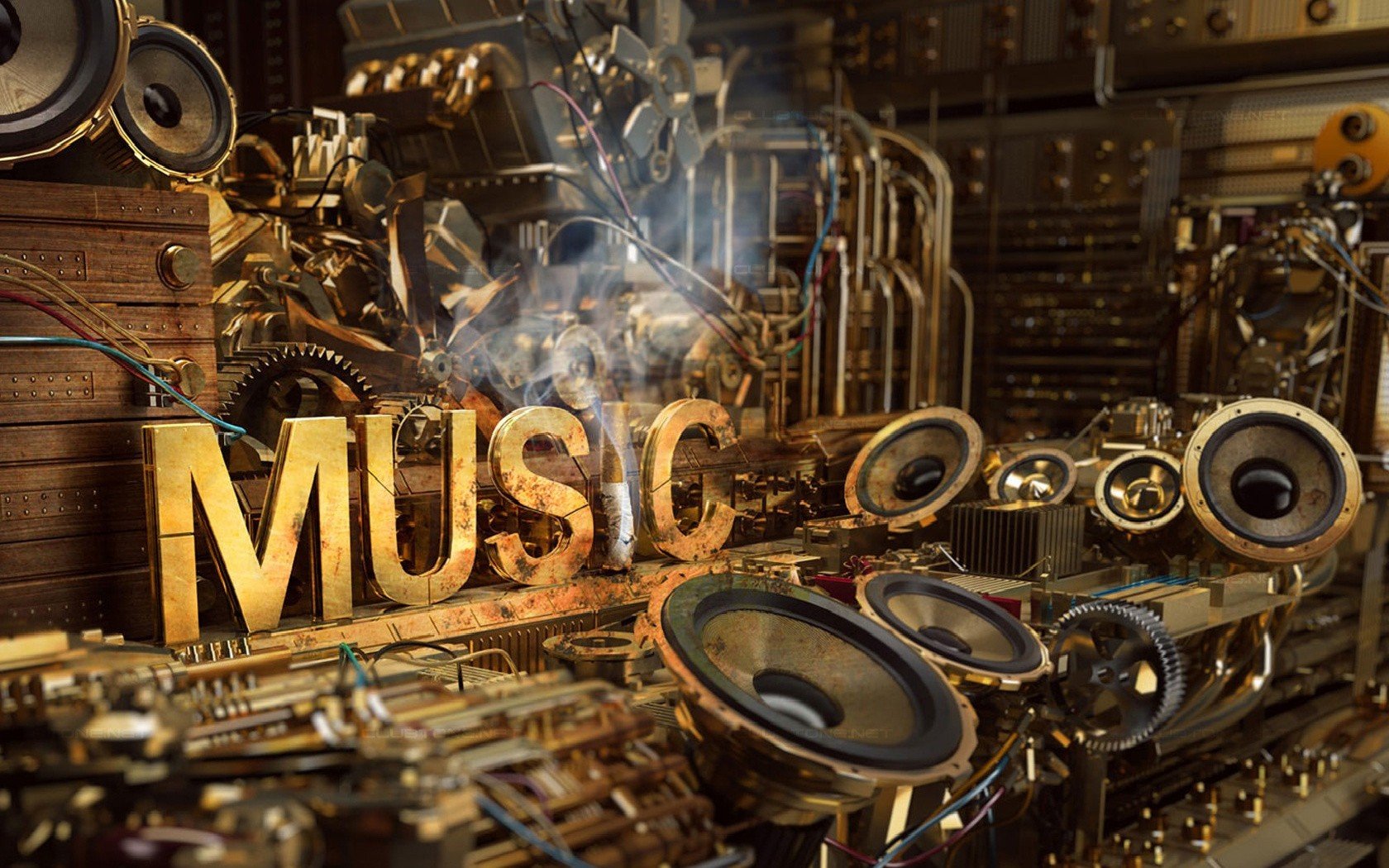 Steampunk Music Machine with Speakers HD Wallpaper