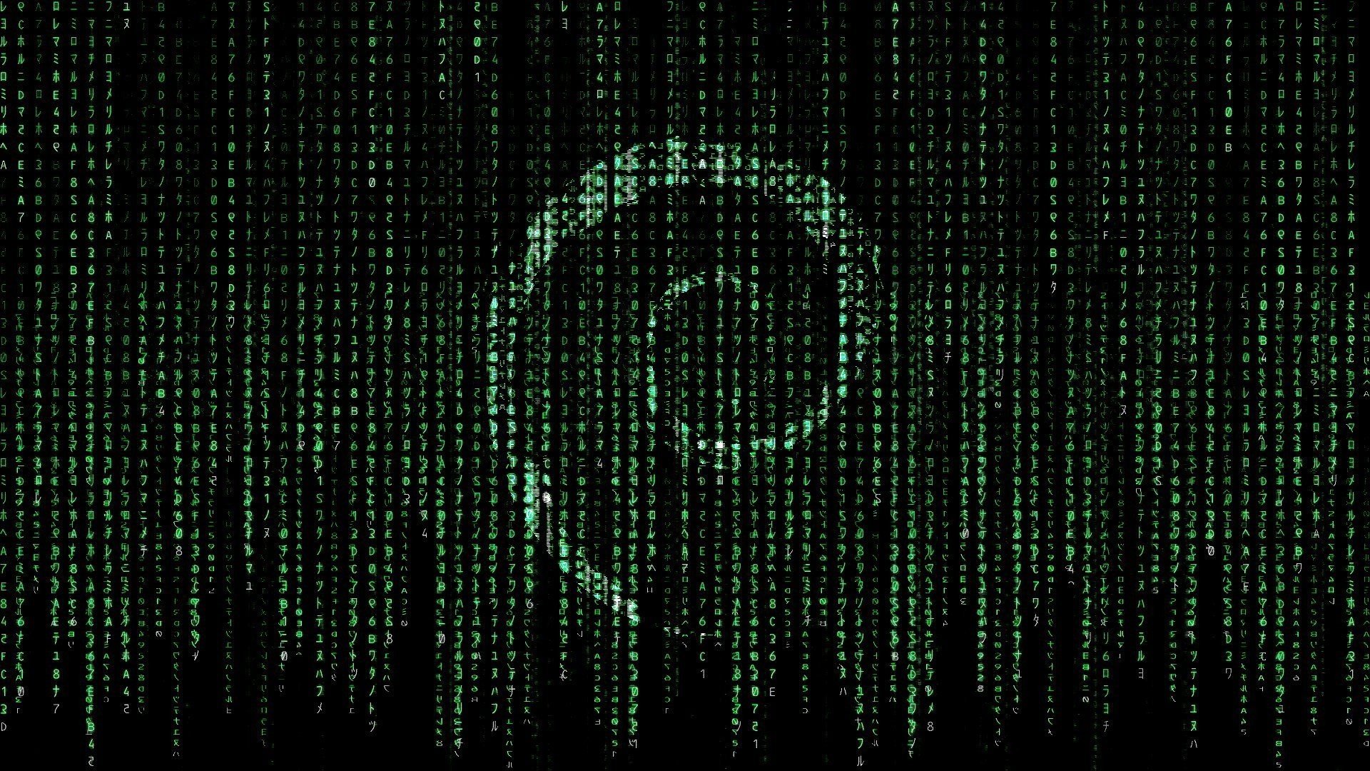 Debian logo in The Matrix digital rain HD Wallpaper