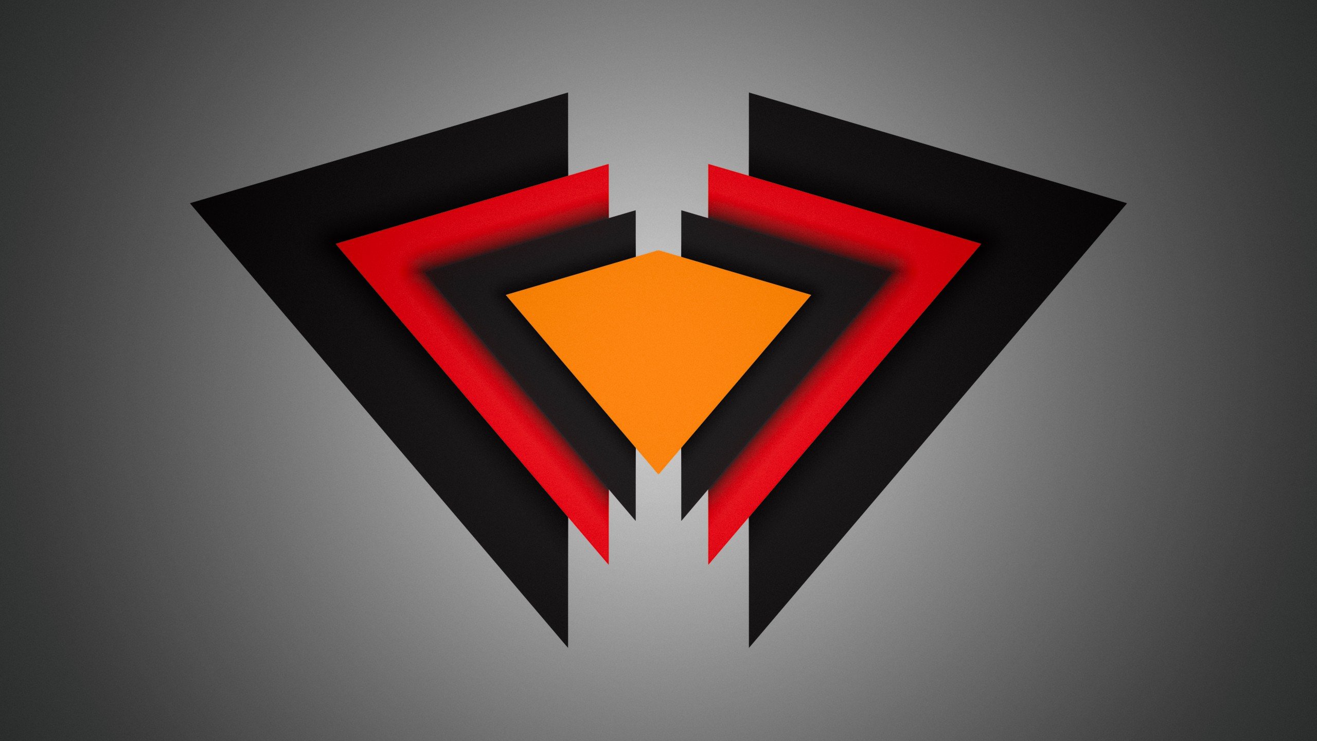 Abstract geometric shapes with red, black, and orange triangles HD Wallpaper