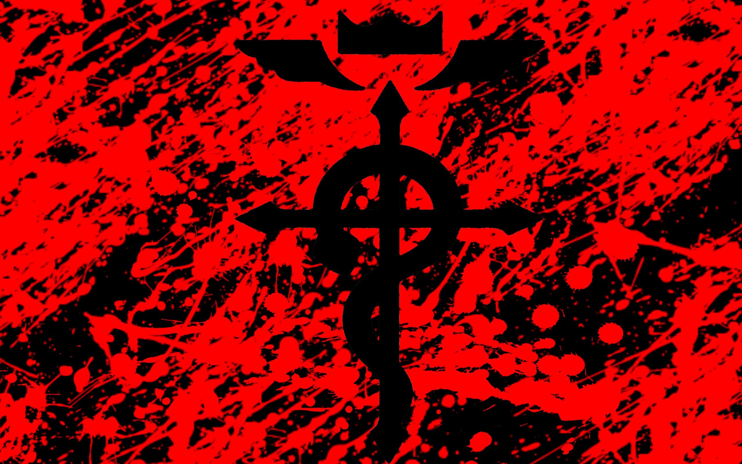 Fullmetal Alchemist symbol on red splatter background HD Wallpaper