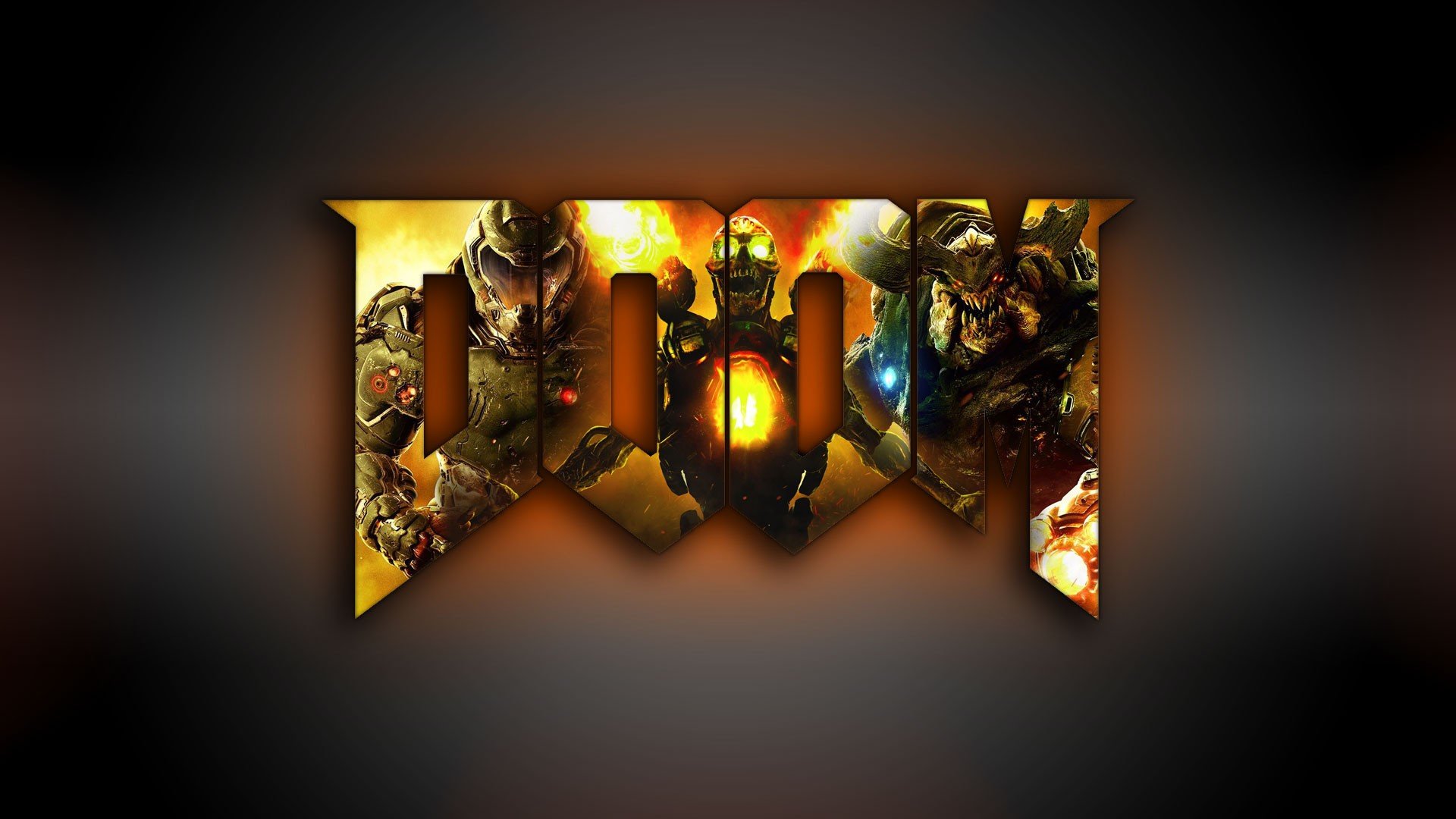Doom 4 video game logo with characters HD Wallpaper