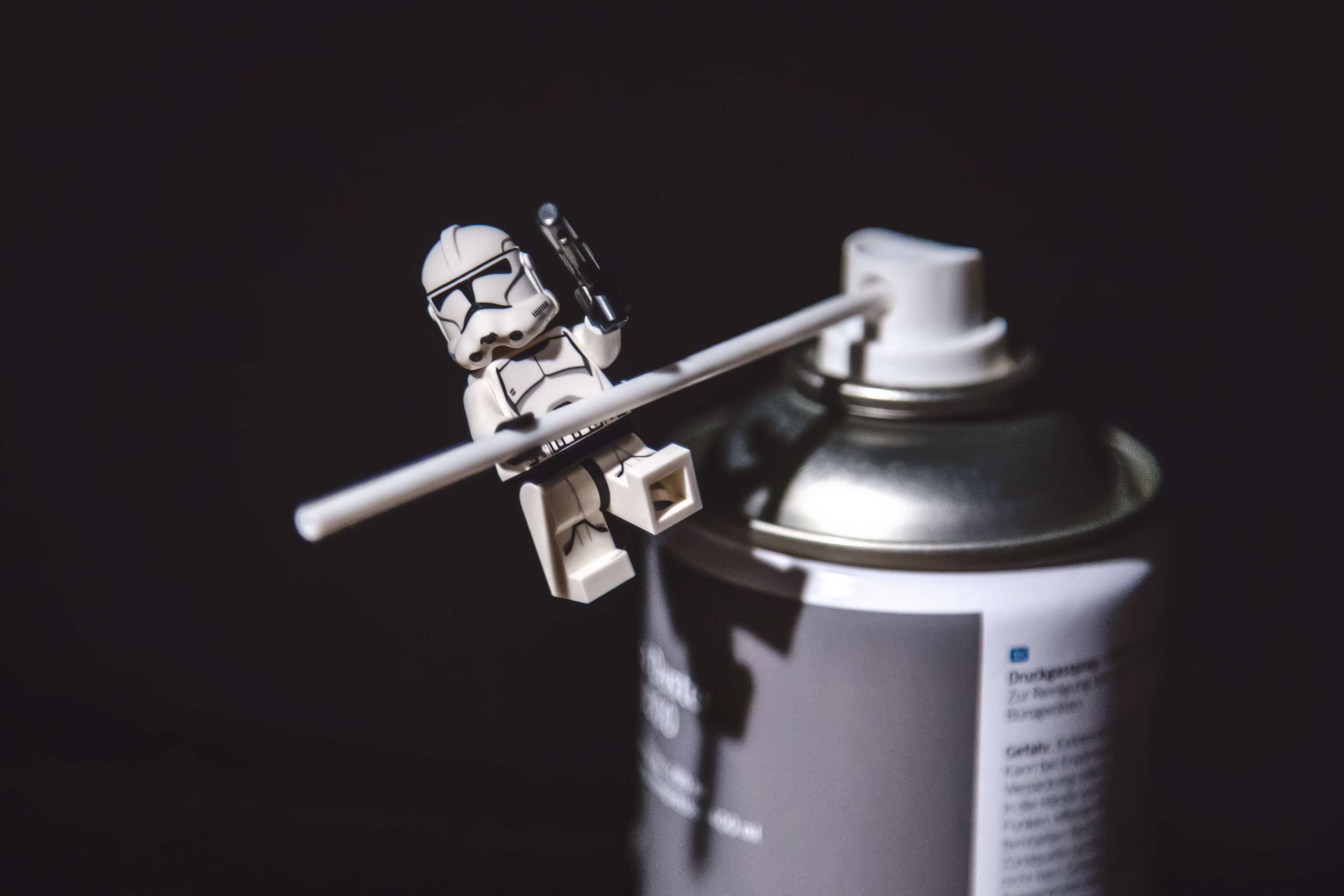 Lego Stormtrooper on a spray can HD Wallpaper