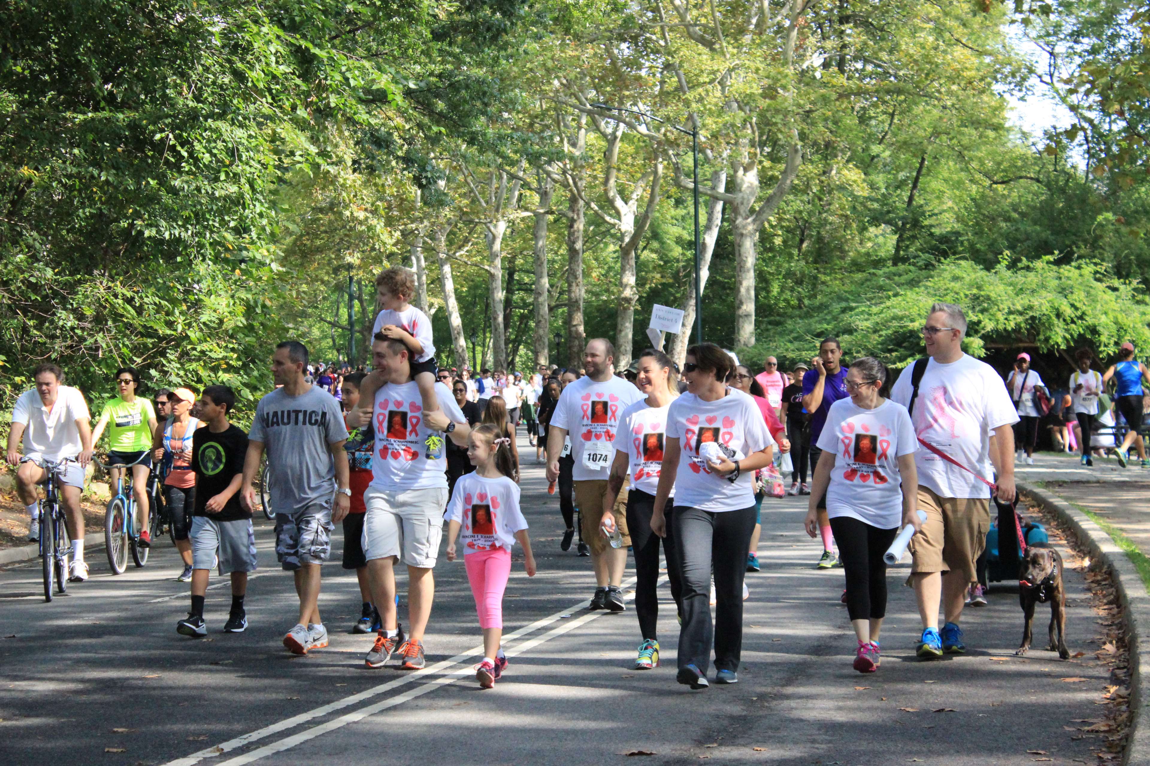 People walking in a cancer awareness event in Central Park, New York HD Wallpaper