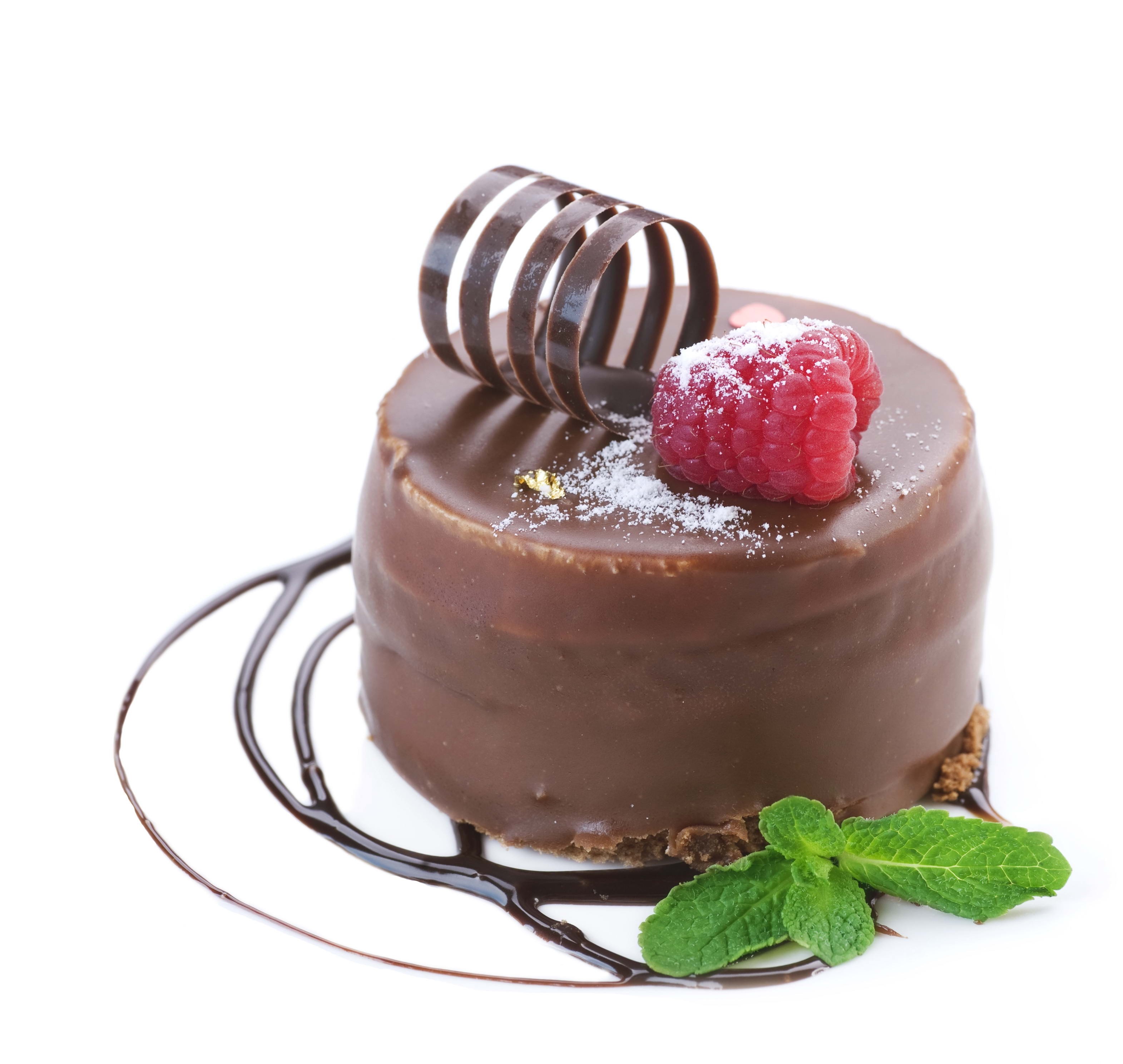 Chocolate cake with raspberry and chocolate curl HD Wallpaper