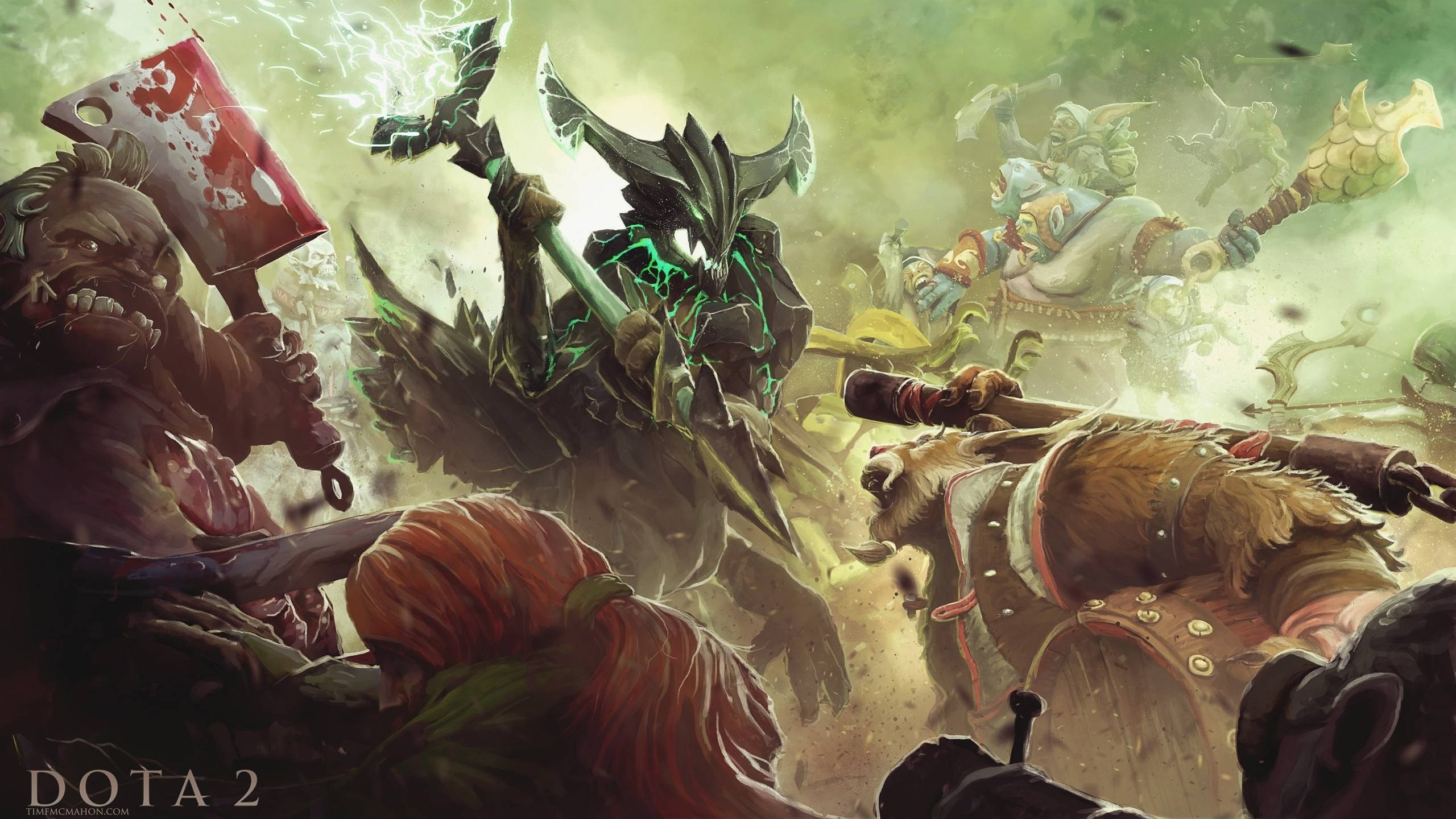 Dota 2 characters in a battle HD Wallpaper