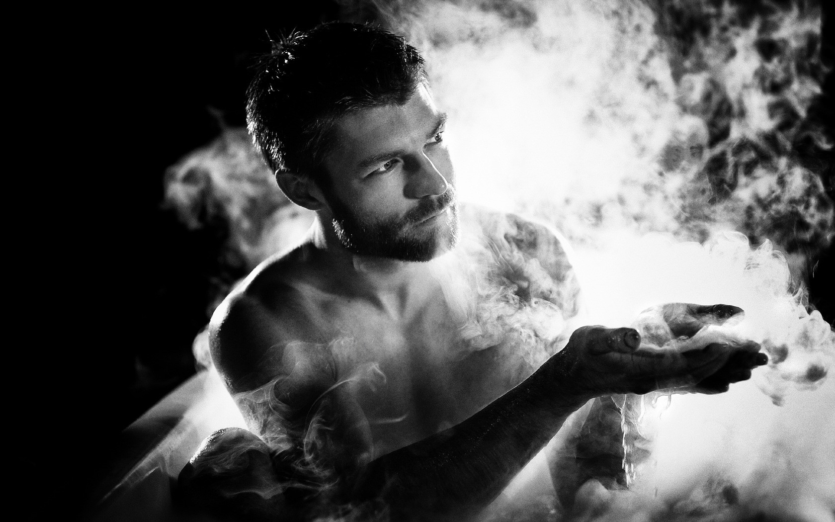 Man surrounded by smoke HD Wallpaper