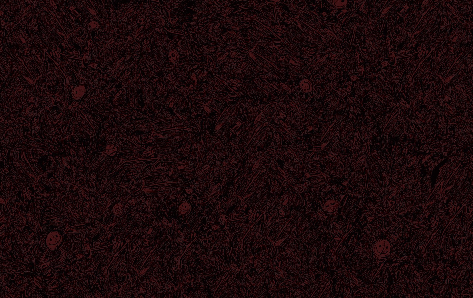 Dark red abstract pattern with subtle smiley faces HD Wallpaper