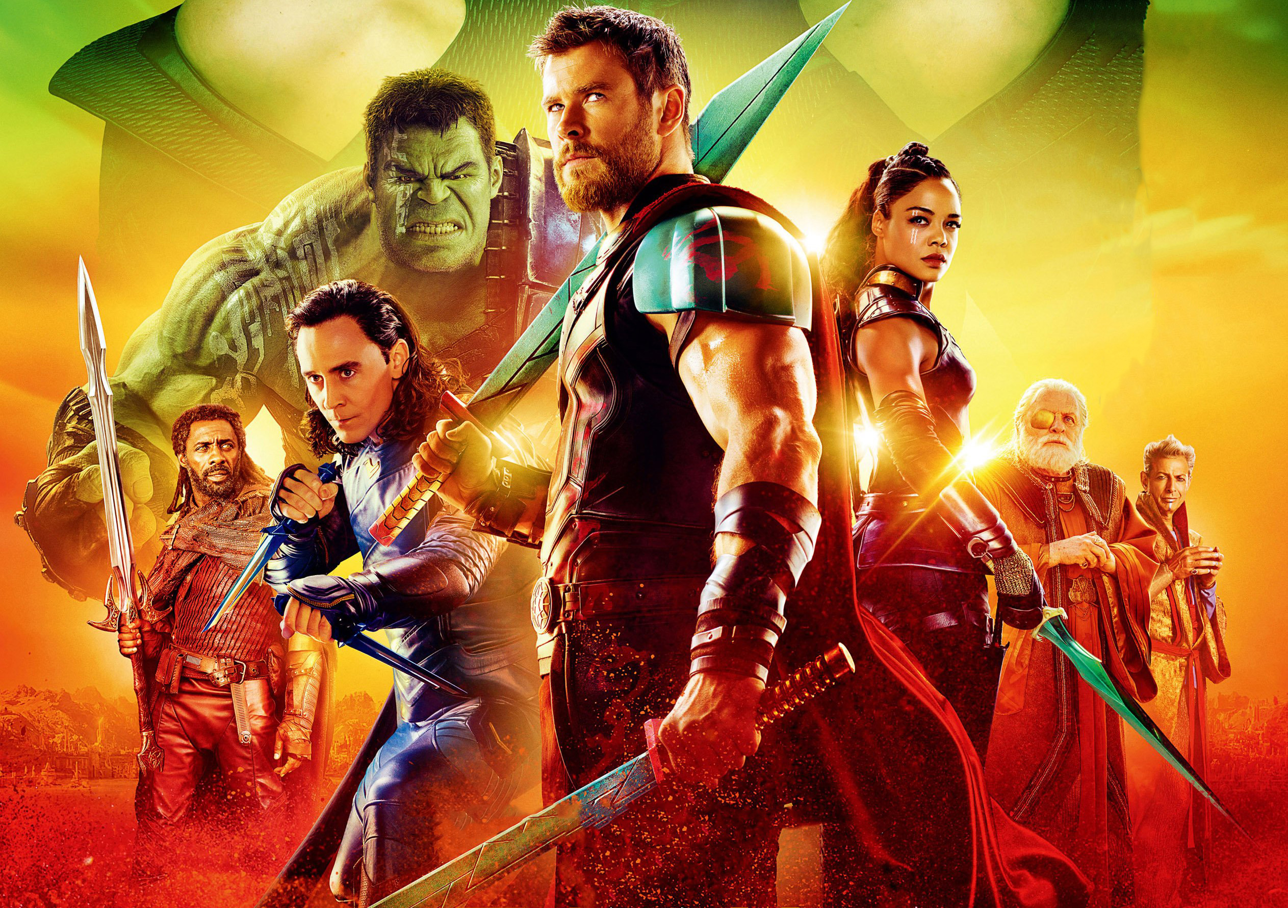 Thor Ragnarok Movie Poster with Thor, Hulk, Loki, Valkyrie, Odin HD Wallpaper