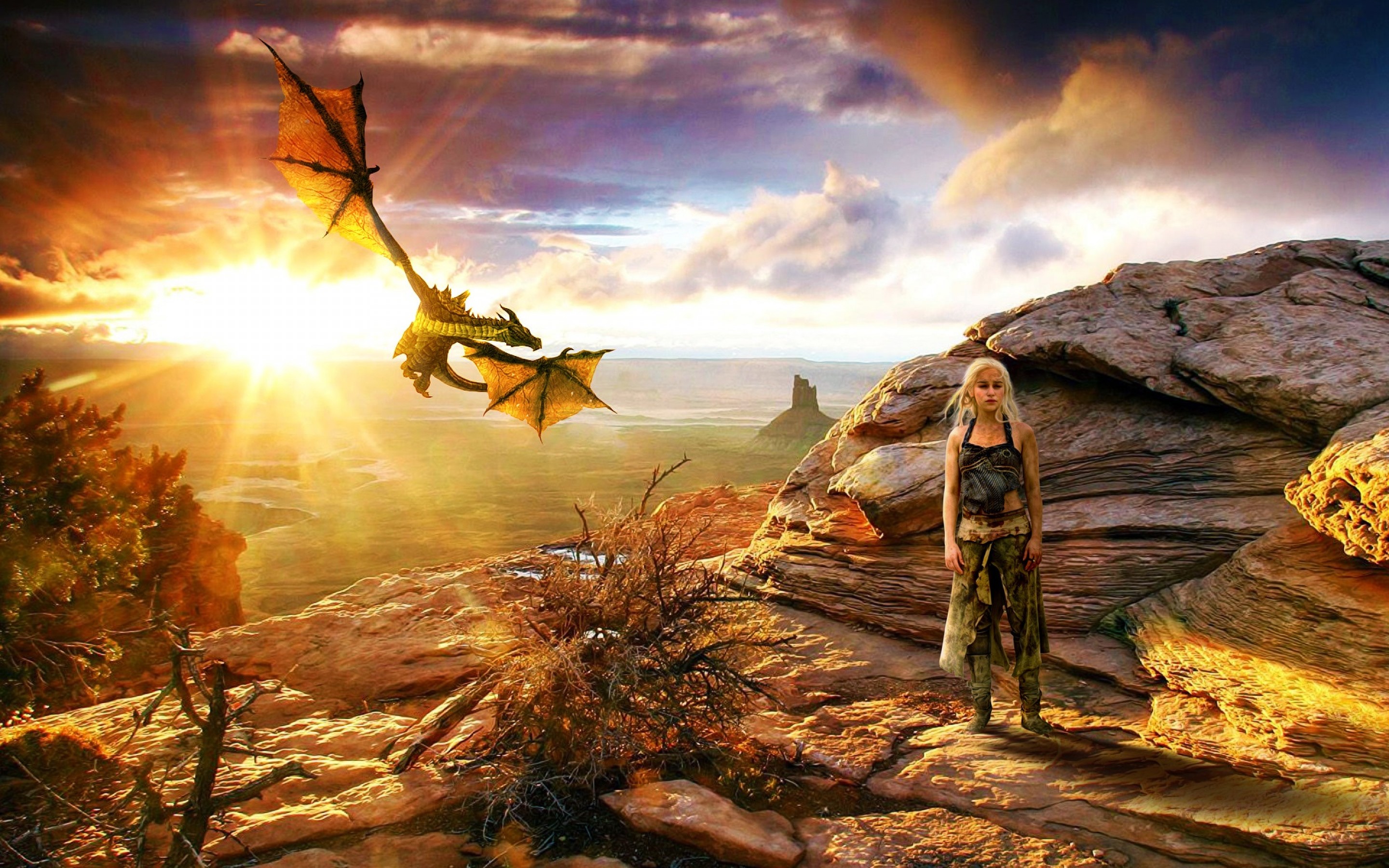 Daenerys Targaryen and dragon from Game of Thrones HD Wallpaper