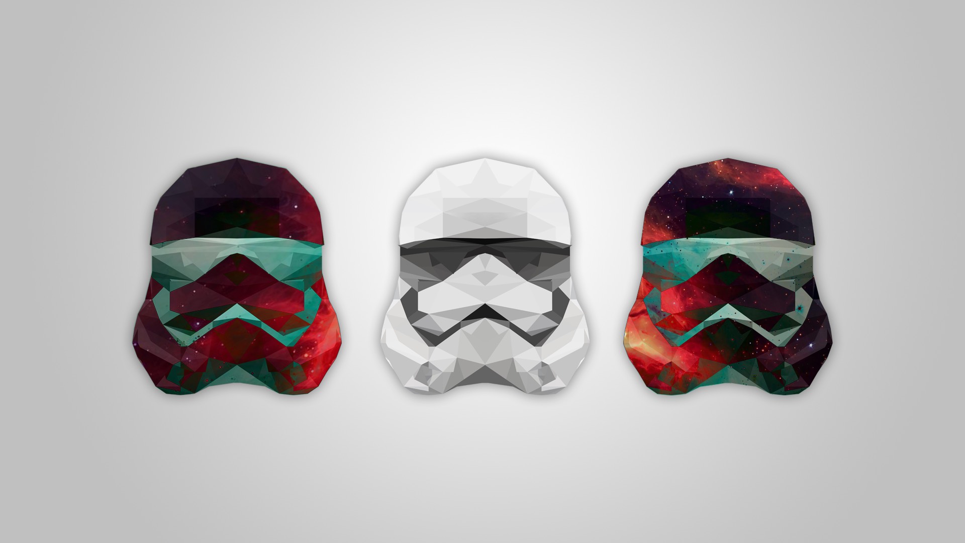 Abstract Stormtrooper Helmets with Galaxy Design HD Wallpaper