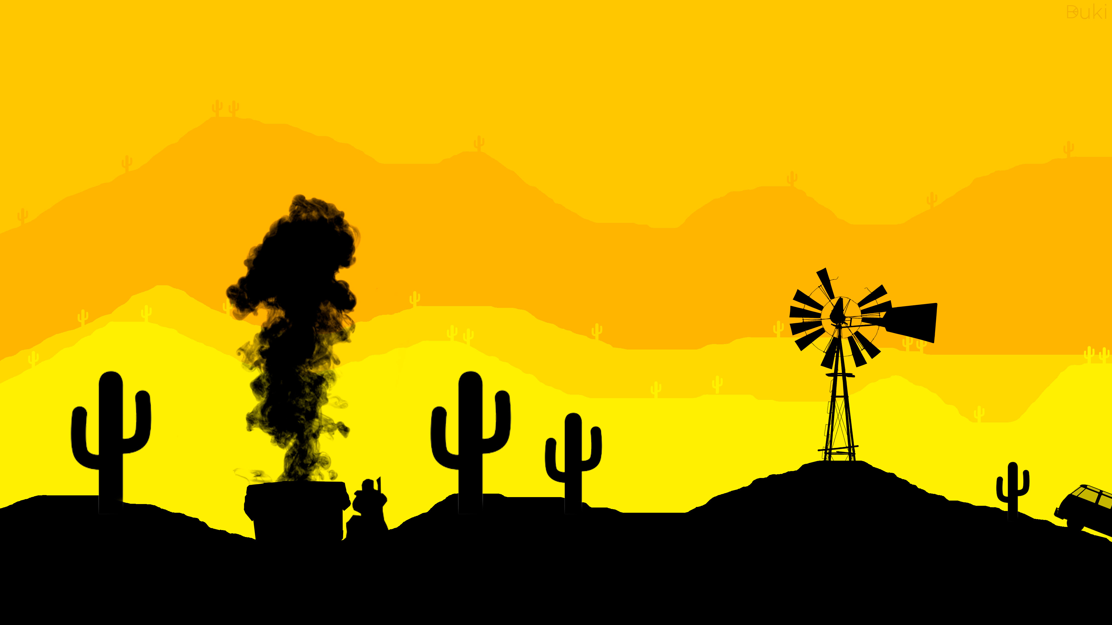 PUBG desert landscape with smoke and windmill HD Wallpaper