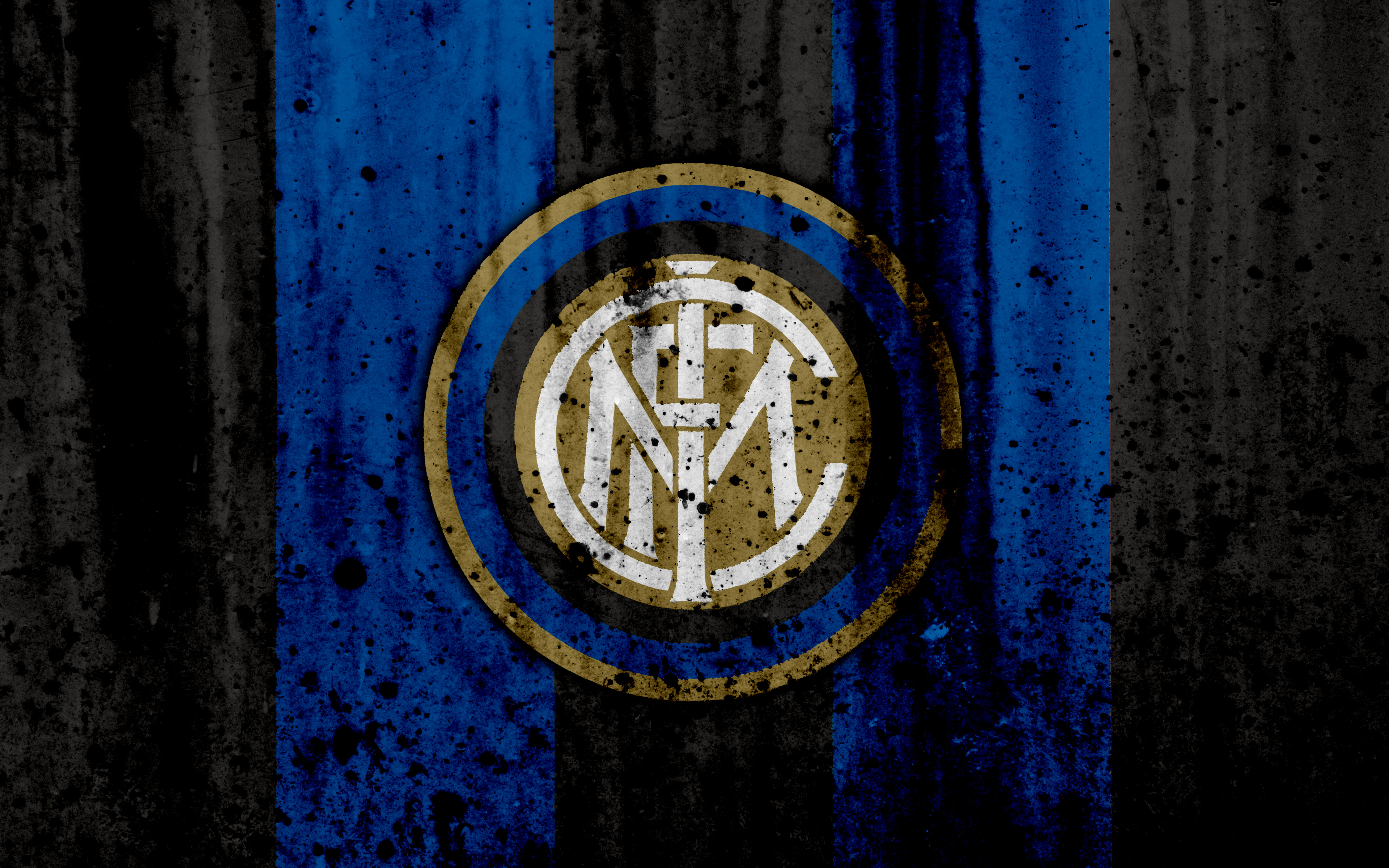 Inter Milan logo on a textured blue and black background HD Wallpaper