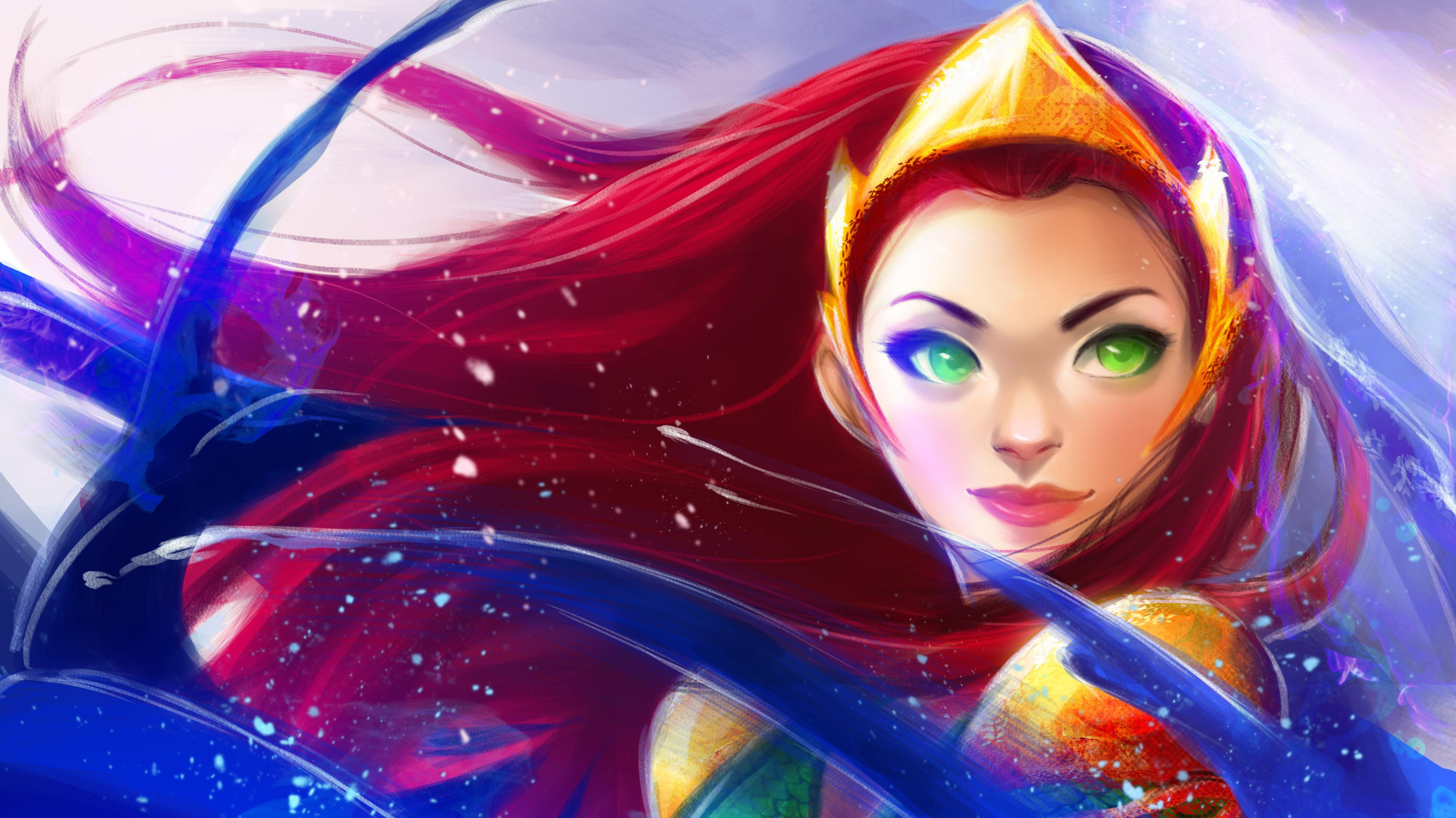 Mera from DC Comics with red hair and green eyes HD Wallpaper