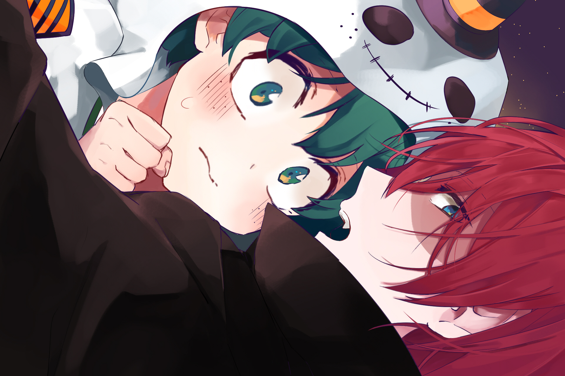 Shouto Todoroki and Izuku Midoriya Close-Up Interaction HD Wallpaper