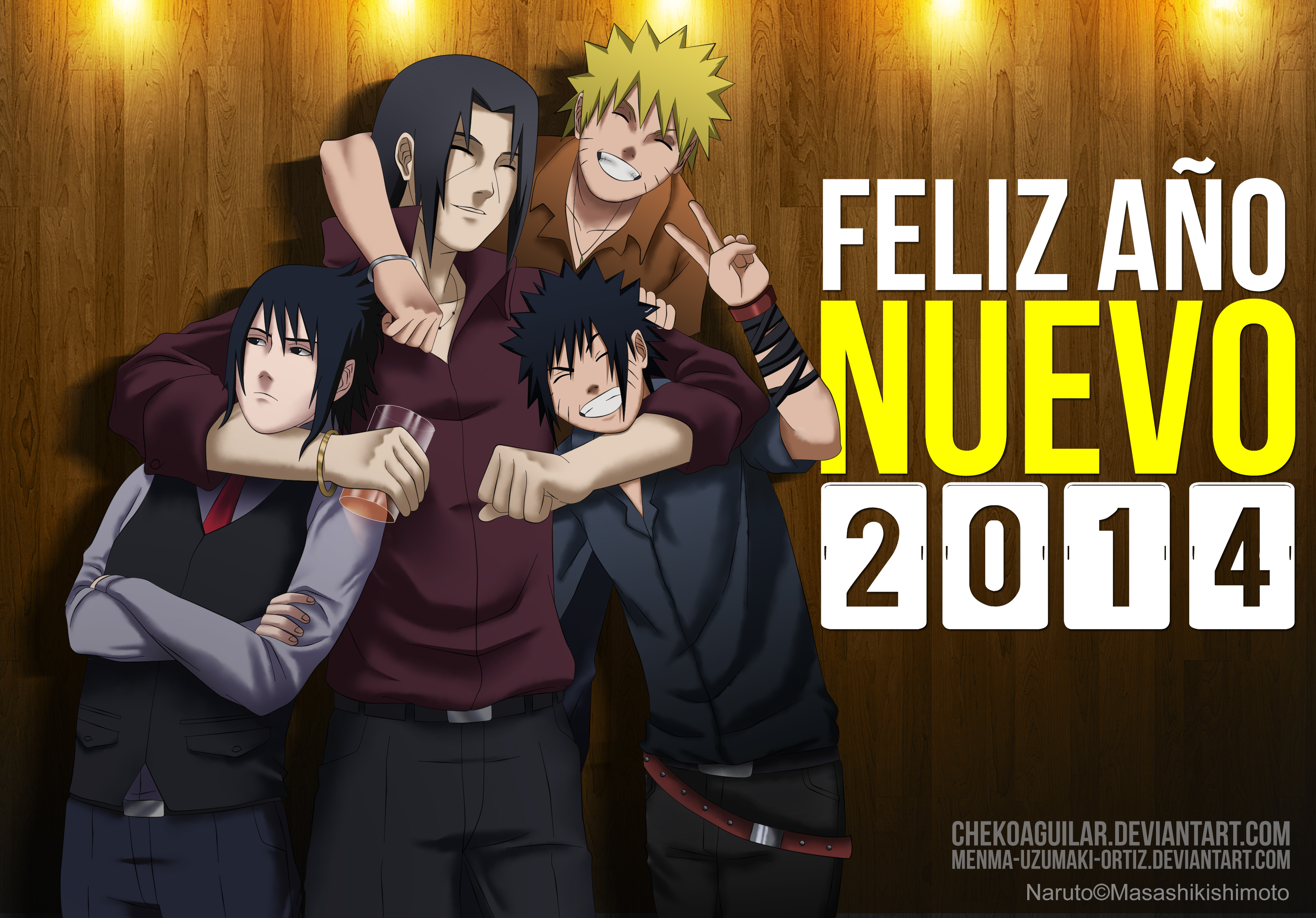 Naruto characters celebrating New Year 2014 HD Wallpaper