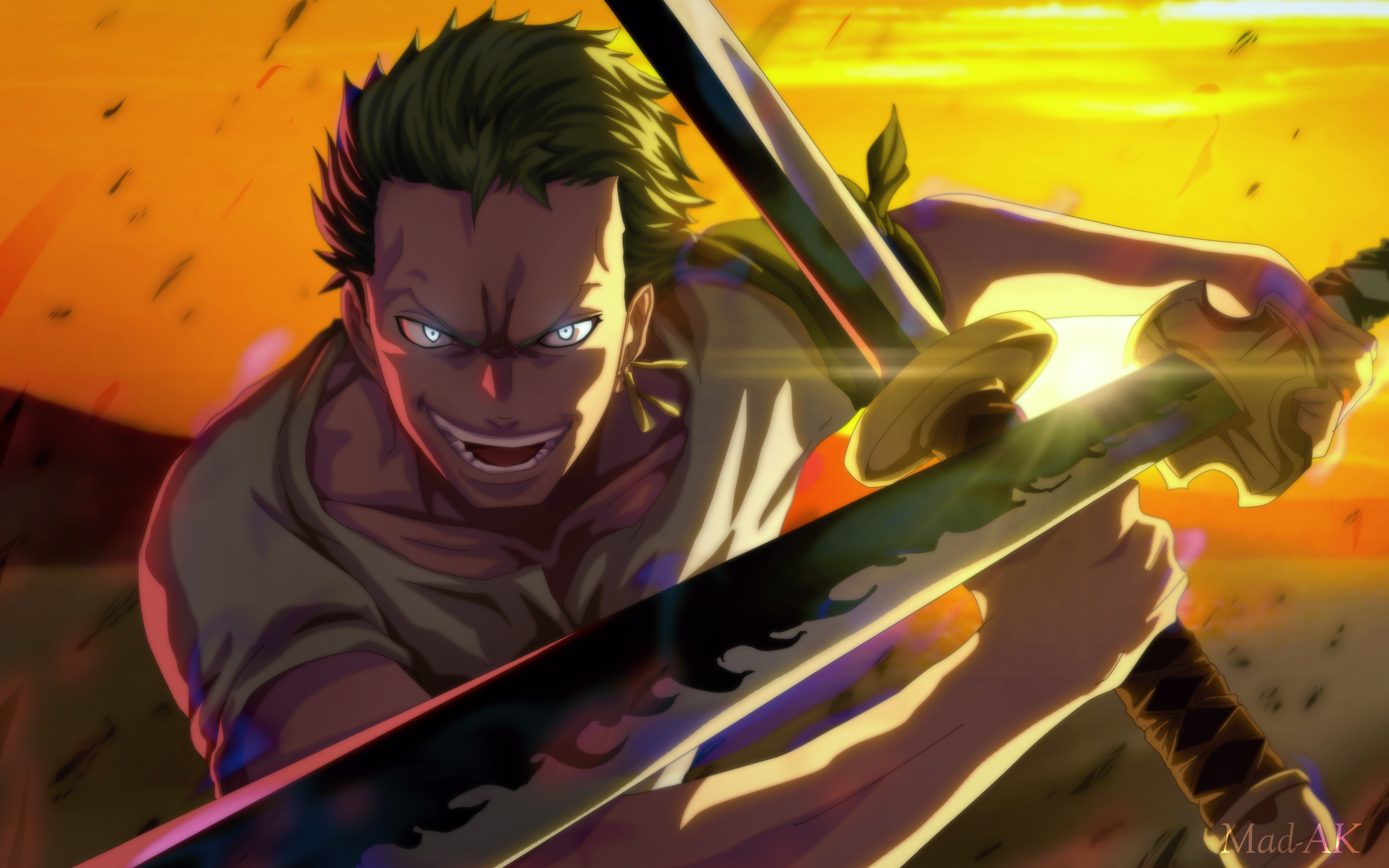 Roronoa Zoro from One Piece with swords HD Wallpaper