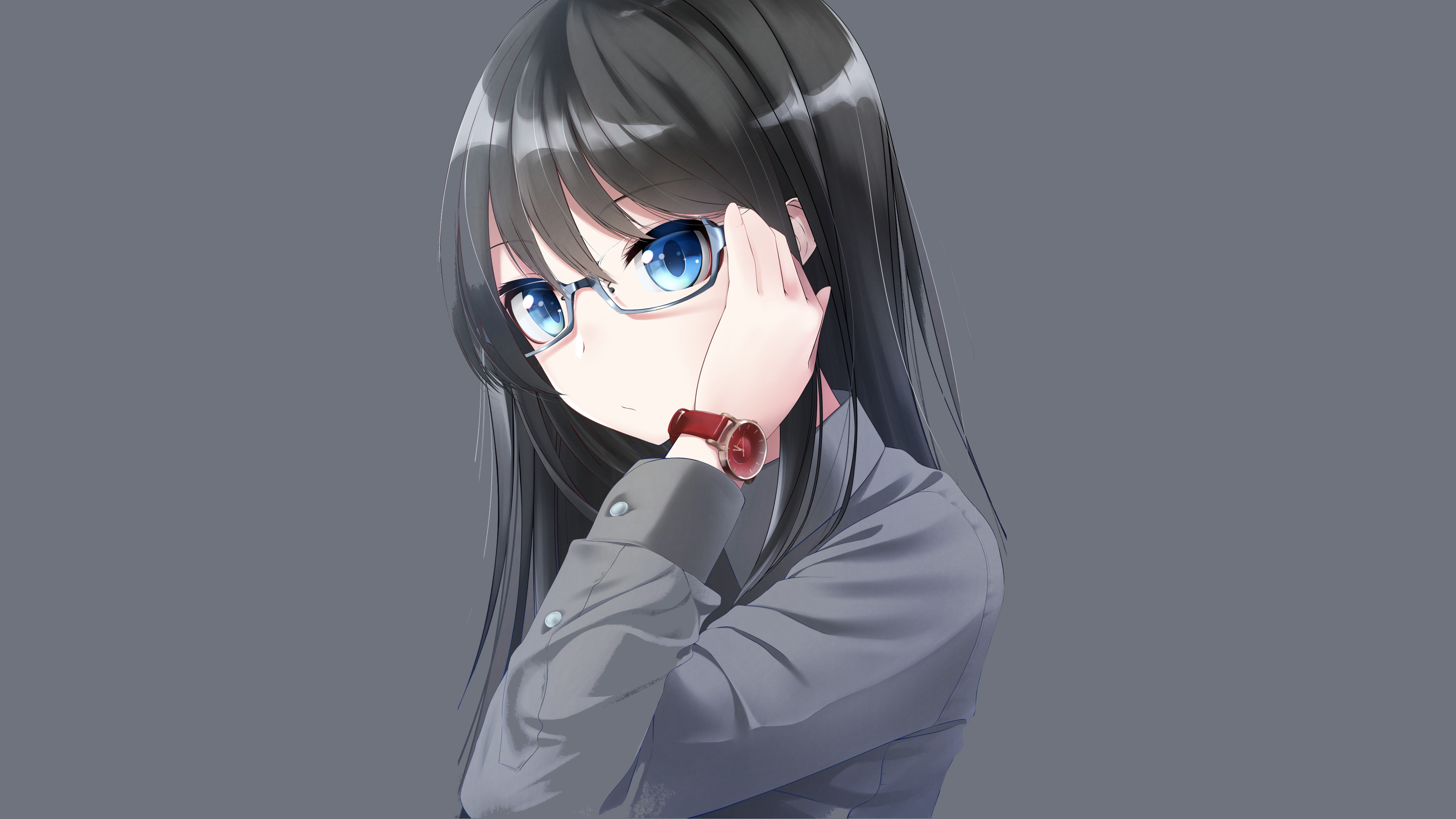 Girl with Black Hair, Glasses, and Watch HD Wallpaper