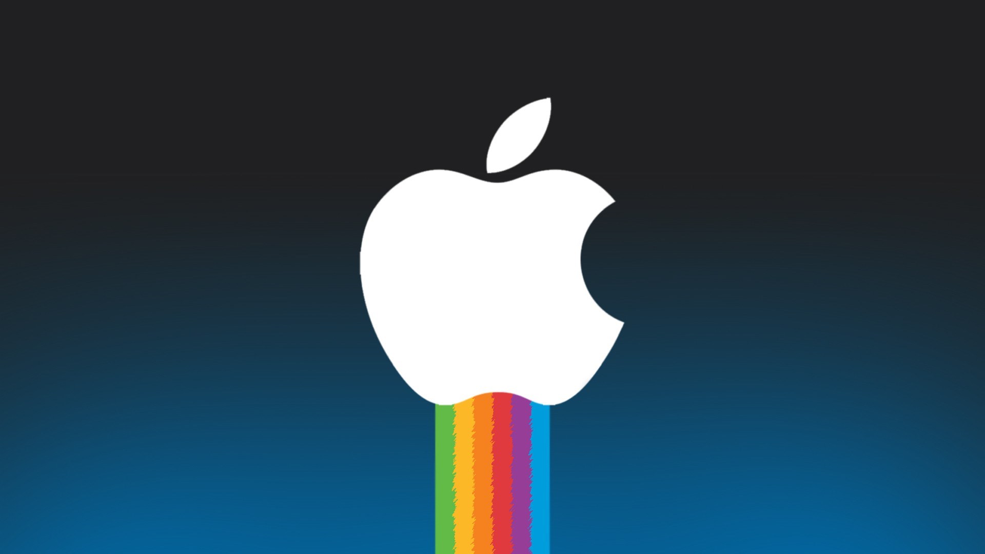Apple logo with rainbow stream HD Wallpaper