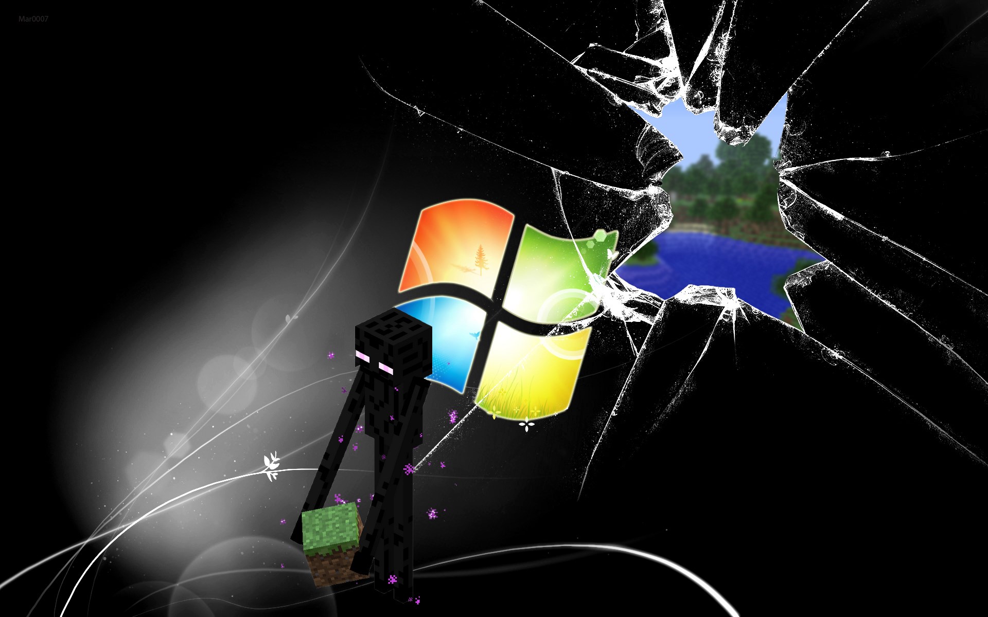 Enderman from Minecraft with Windows logo HD Wallpaper