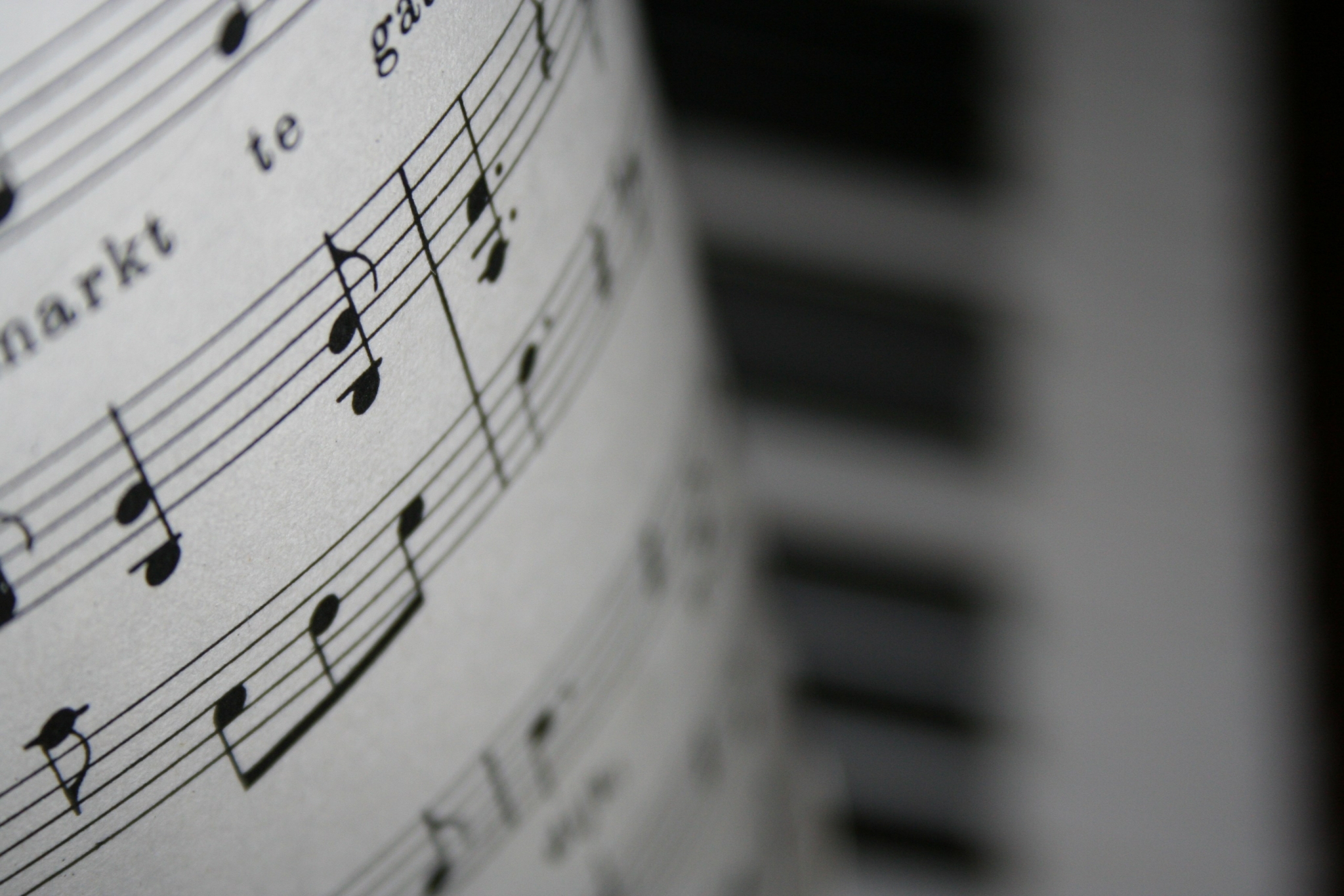 Sheet music and piano keys HD Wallpaper
