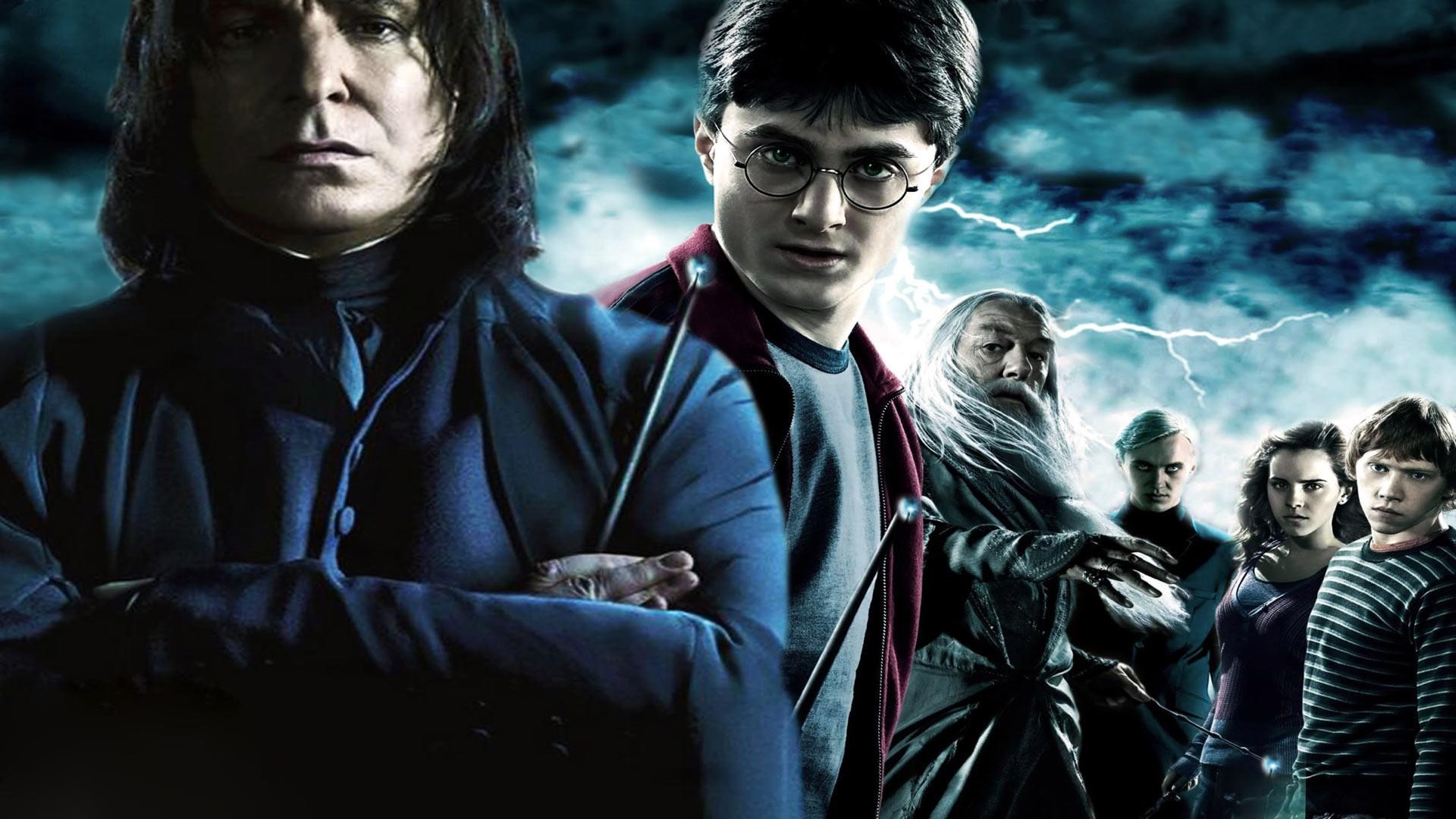Harry Potter characters in front of a stormy sky HD Wallpaper