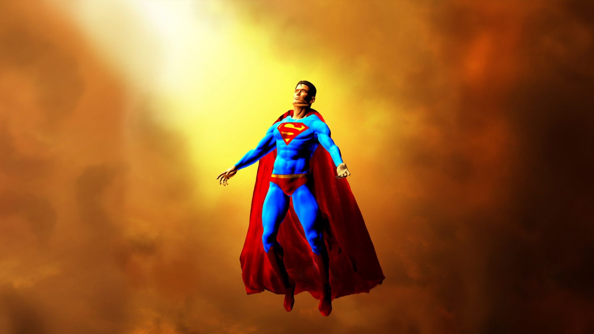 Superman flying in a cloudy sky HD Wallpaper